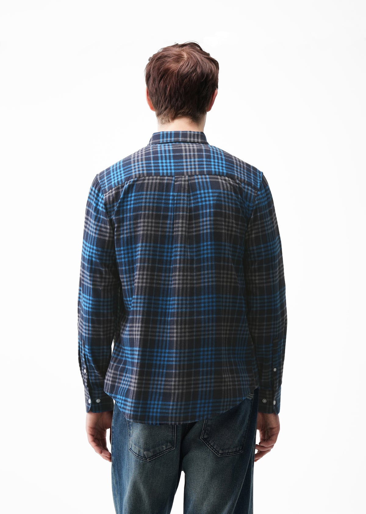 Blue Cotton Plaid Check Shirt