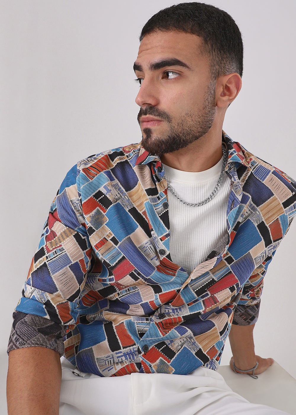 Blue Block Feather Shirt