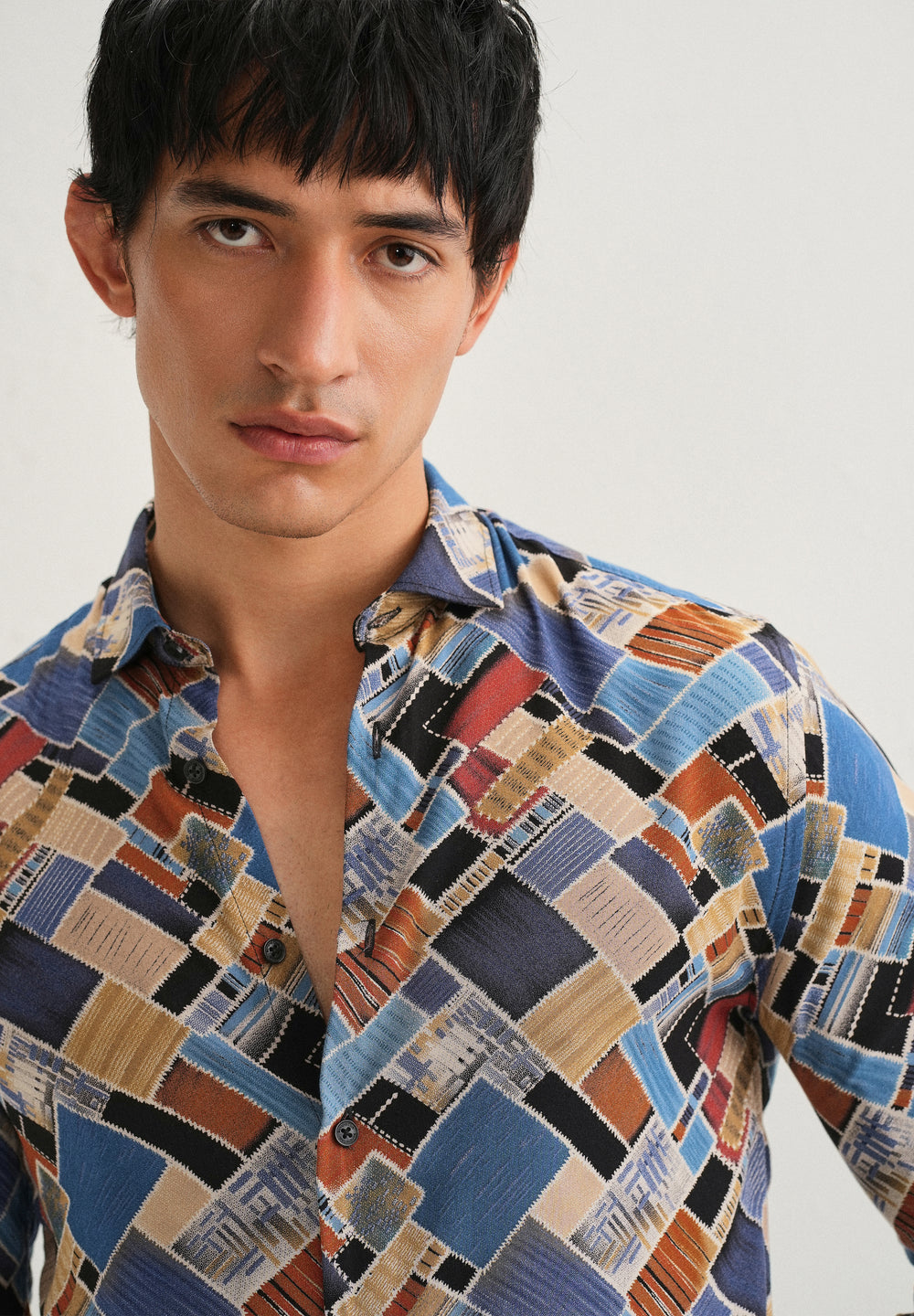 Blue Block Feather Shirt