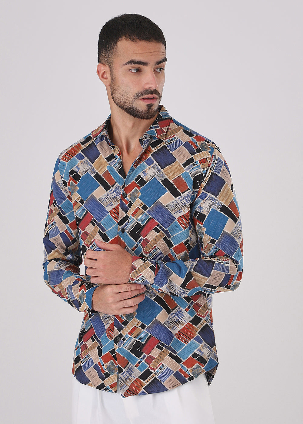 Blue Block Feather Shirt