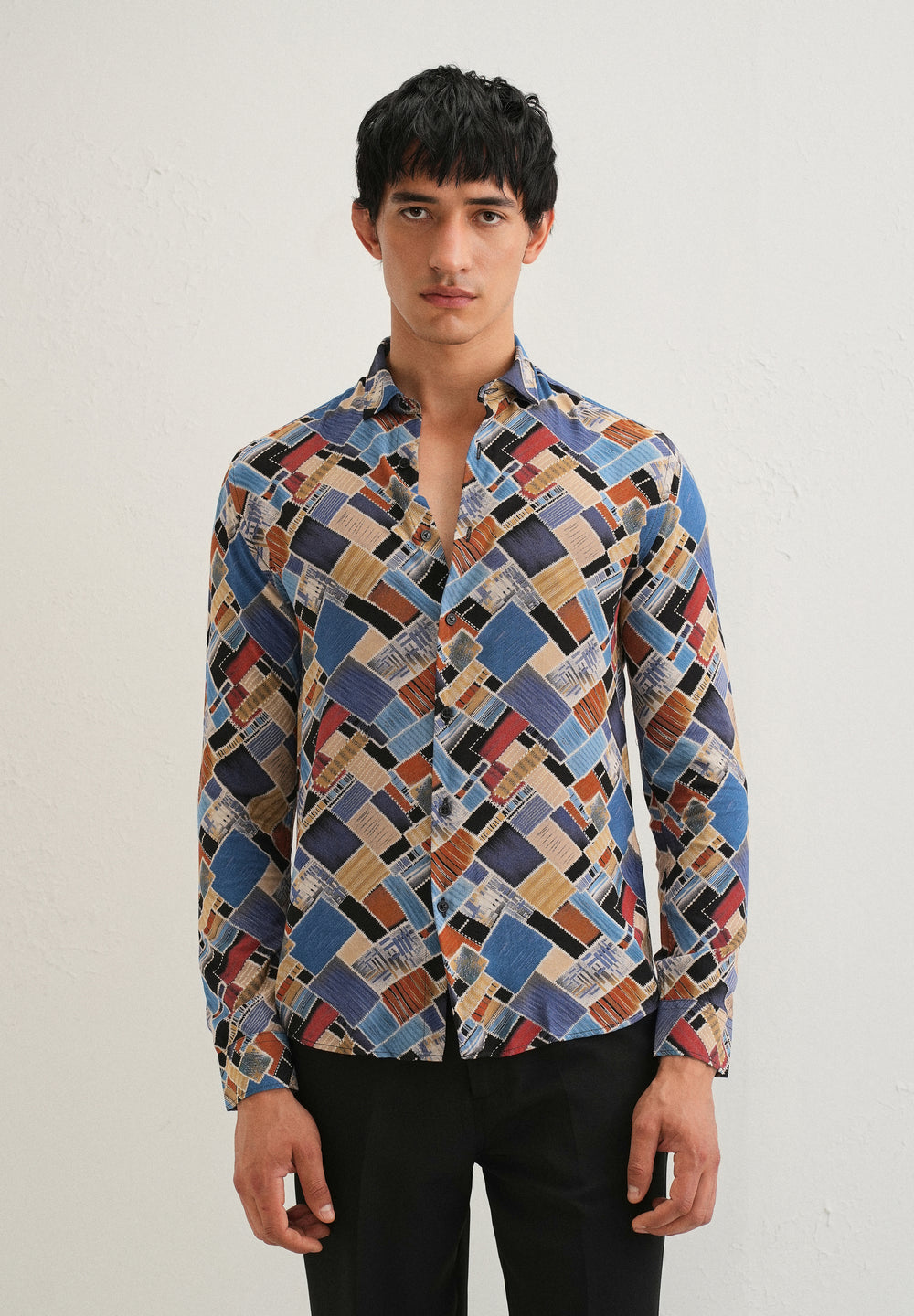 Blue Block Feather Shirt