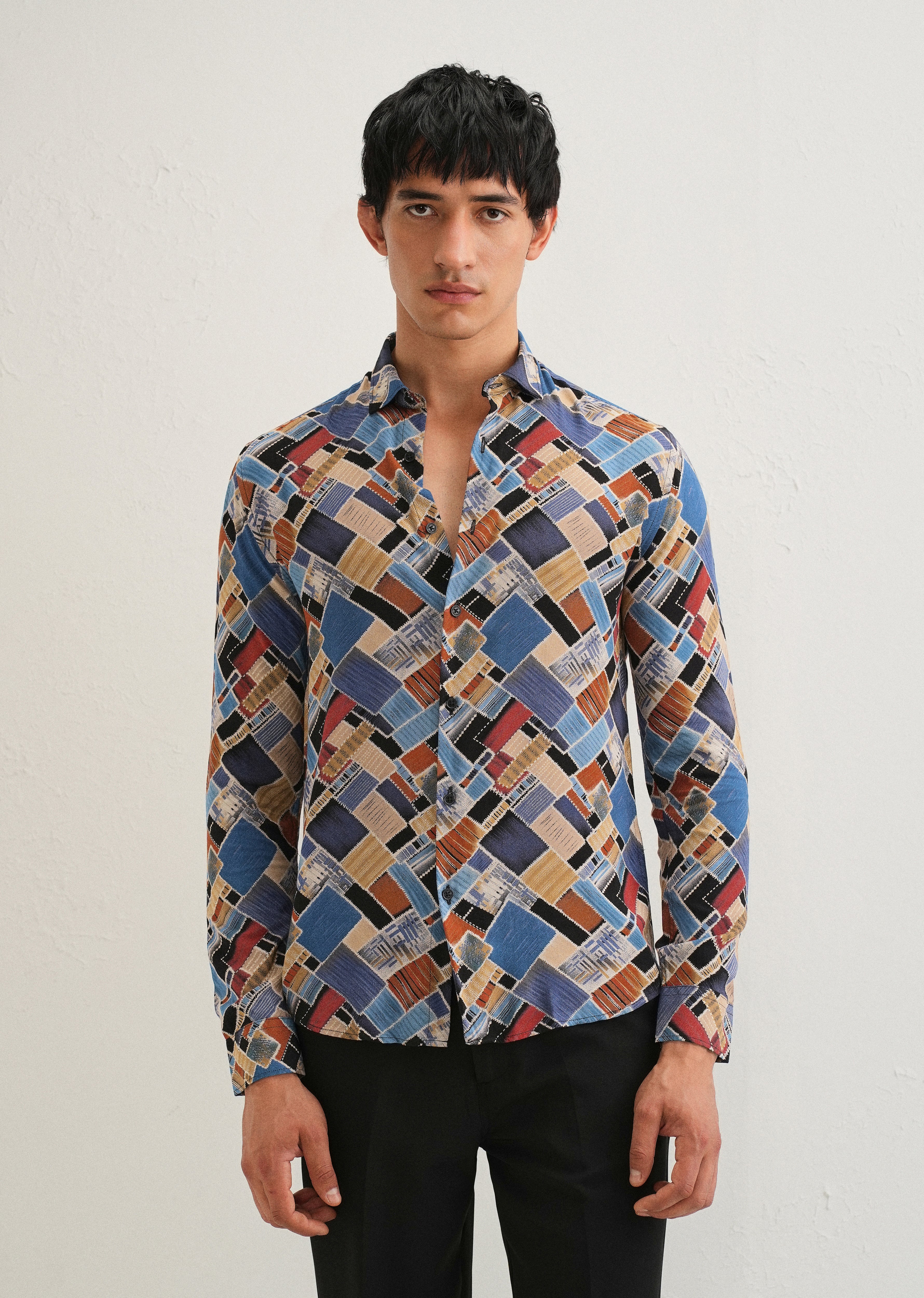 Blue Block Feather Shirt