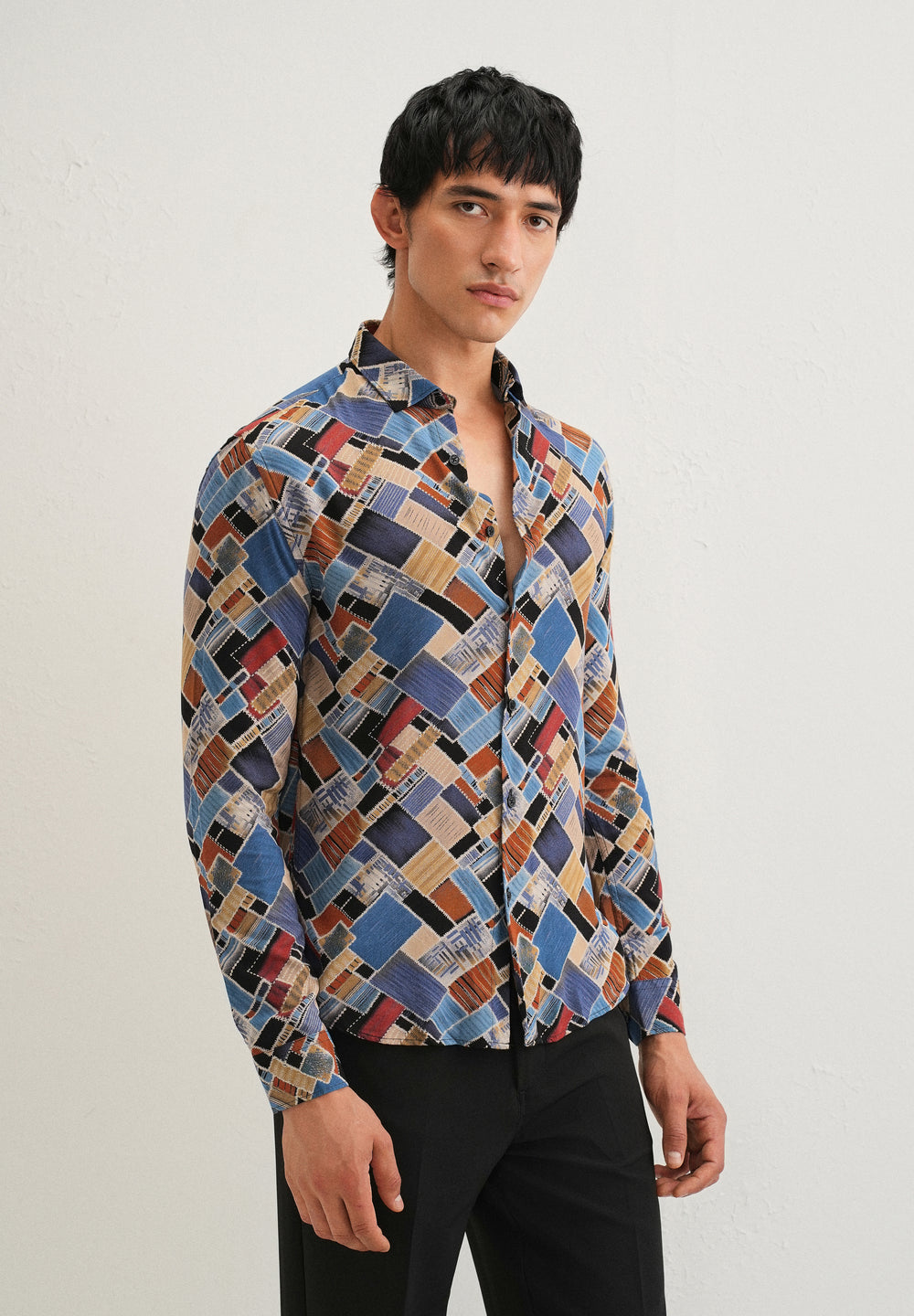 Blue Block Feather Shirt