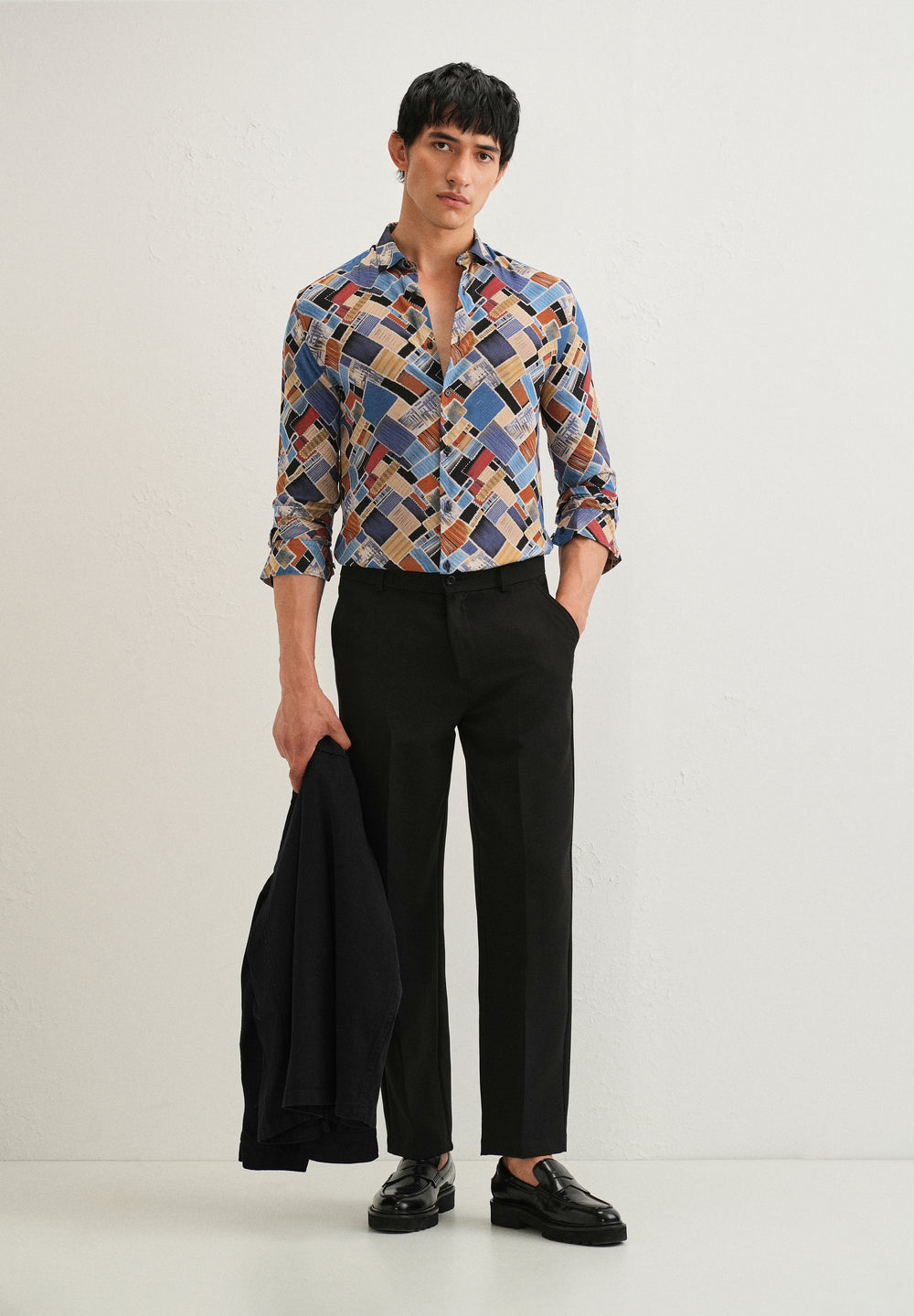 Blue Block Feather Shirt