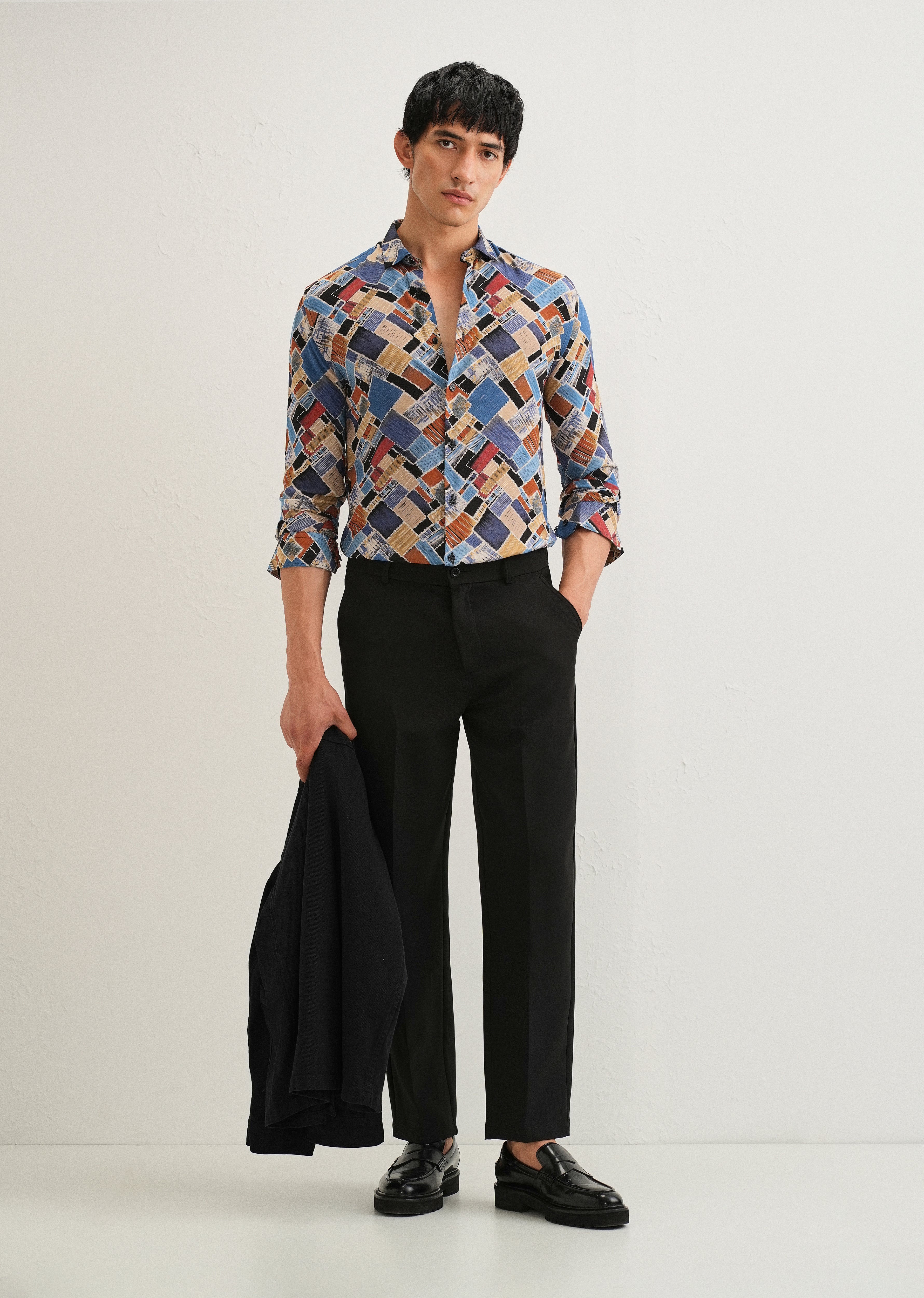 Blue Block Feather Shirt