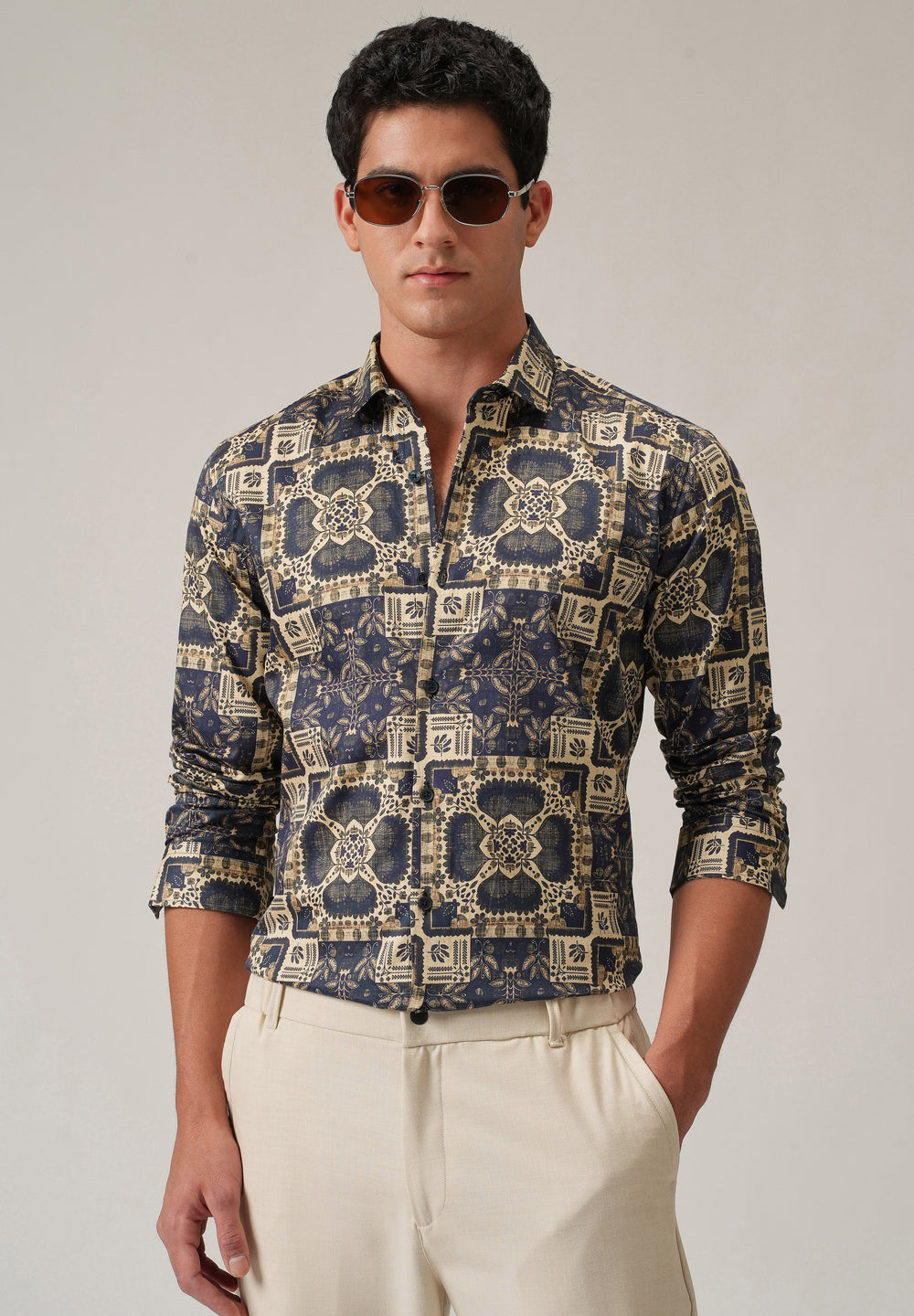 Blue Block Print Shirt