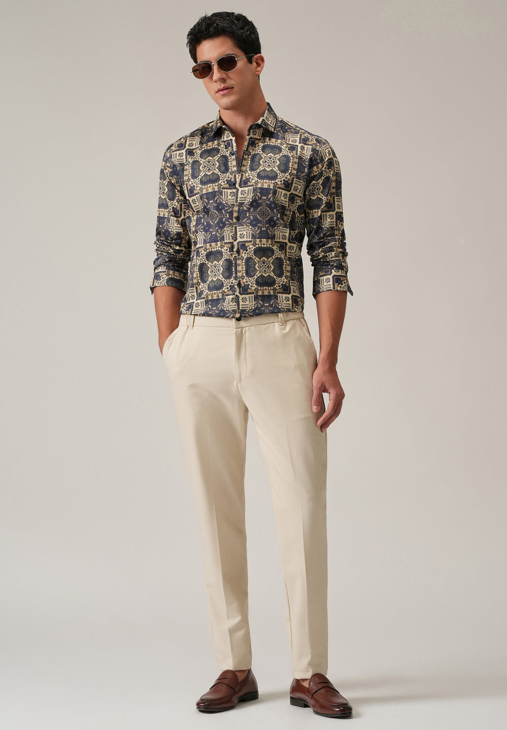 Blue Block Print Shirt