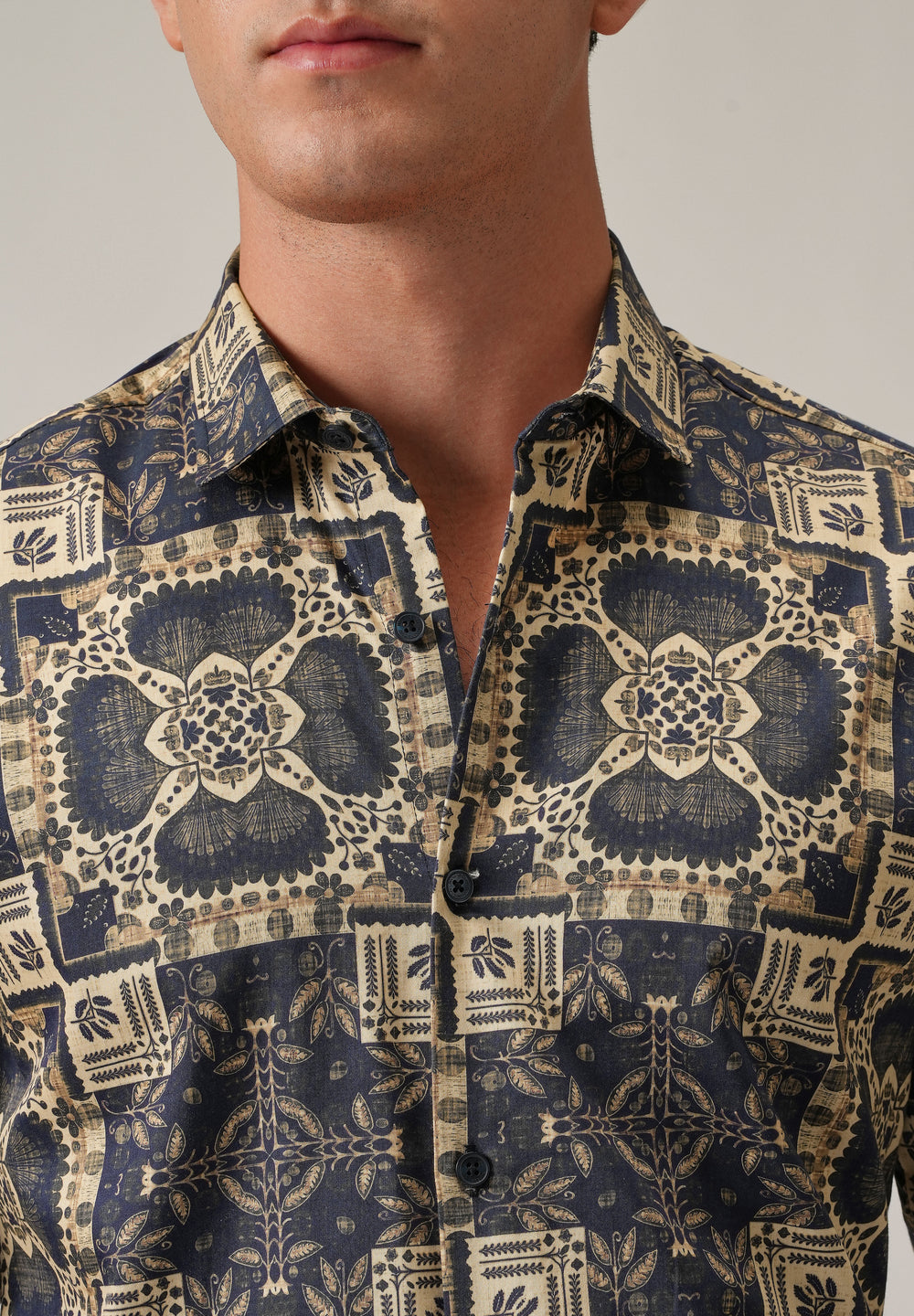 Blue Block Print Shirt