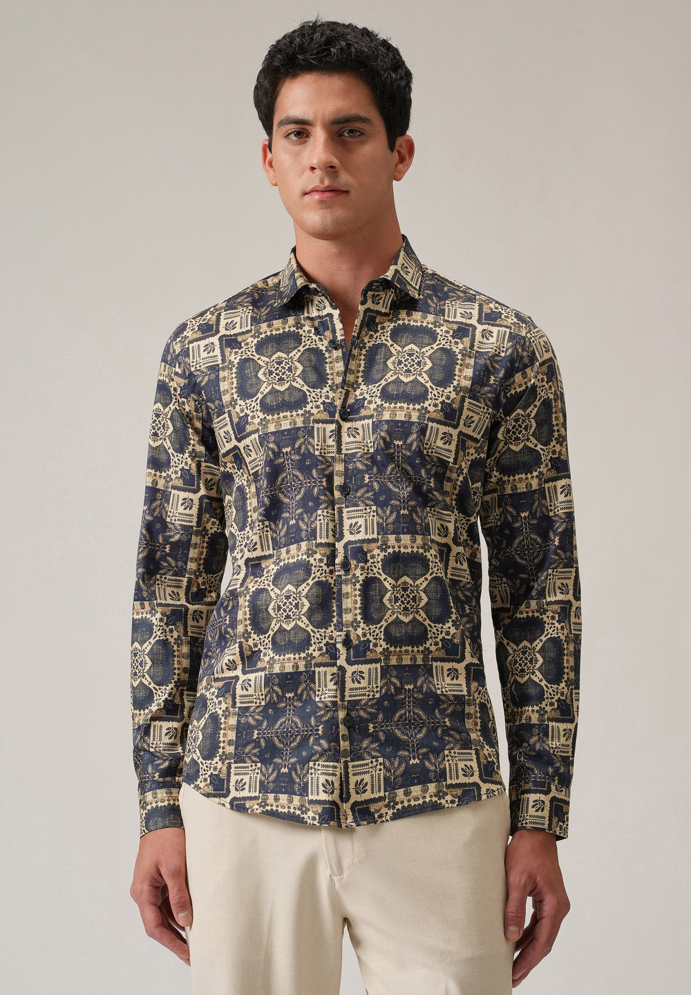Blue Block Print Shirt
