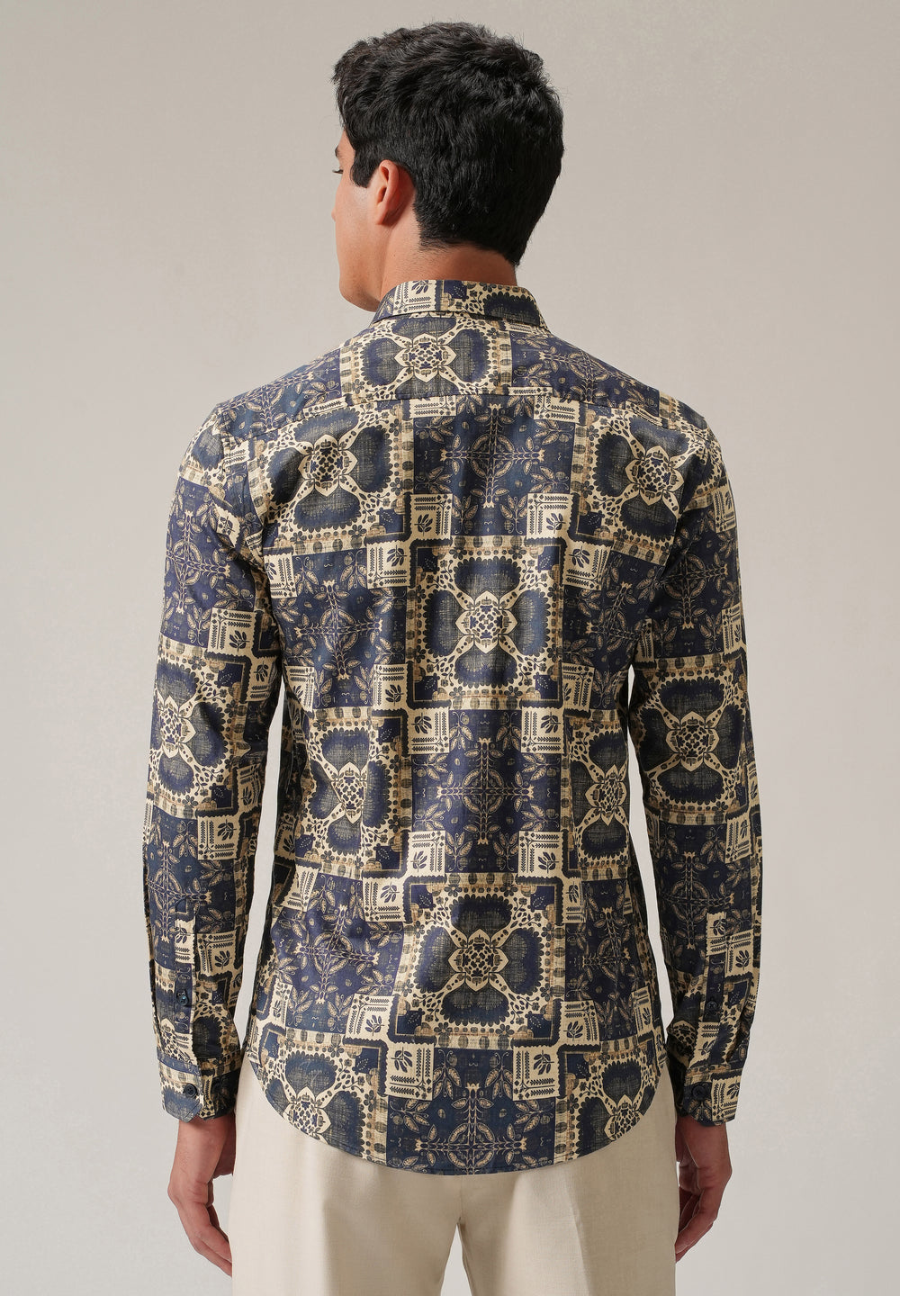 Blue Block Print Shirt