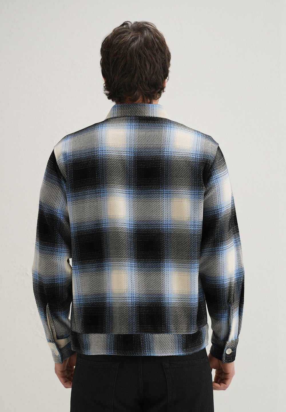 Blue Brushed Check Utility Shacket