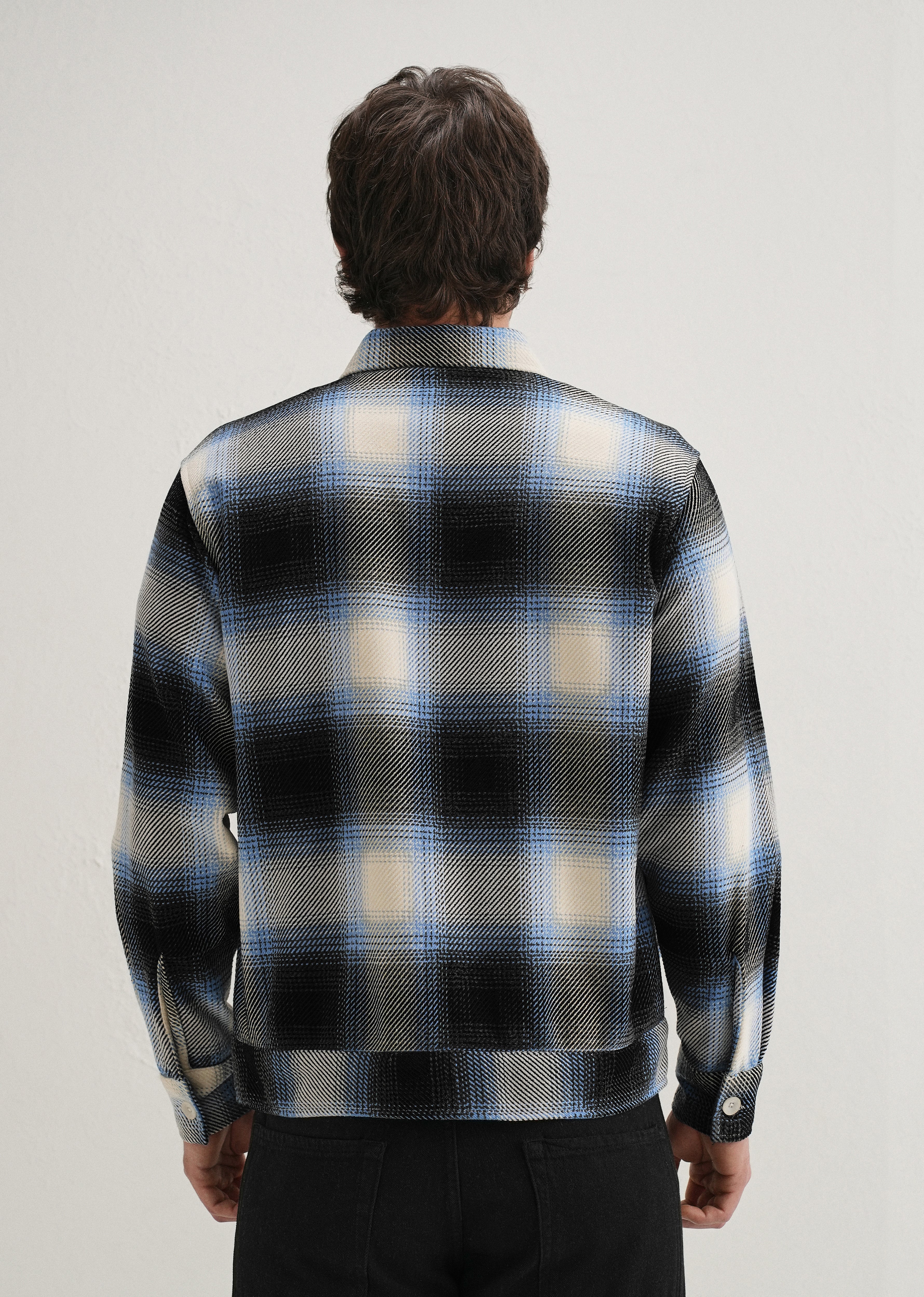 Blue Brushed Check Utility Shacket