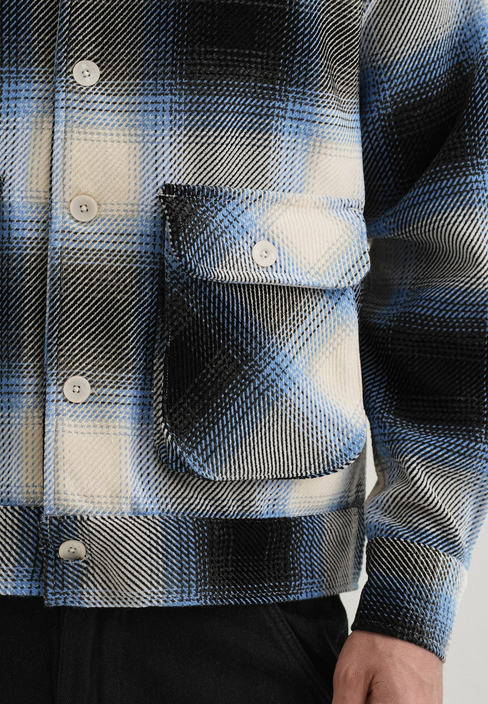 Blue Brushed Check Utility Shacket