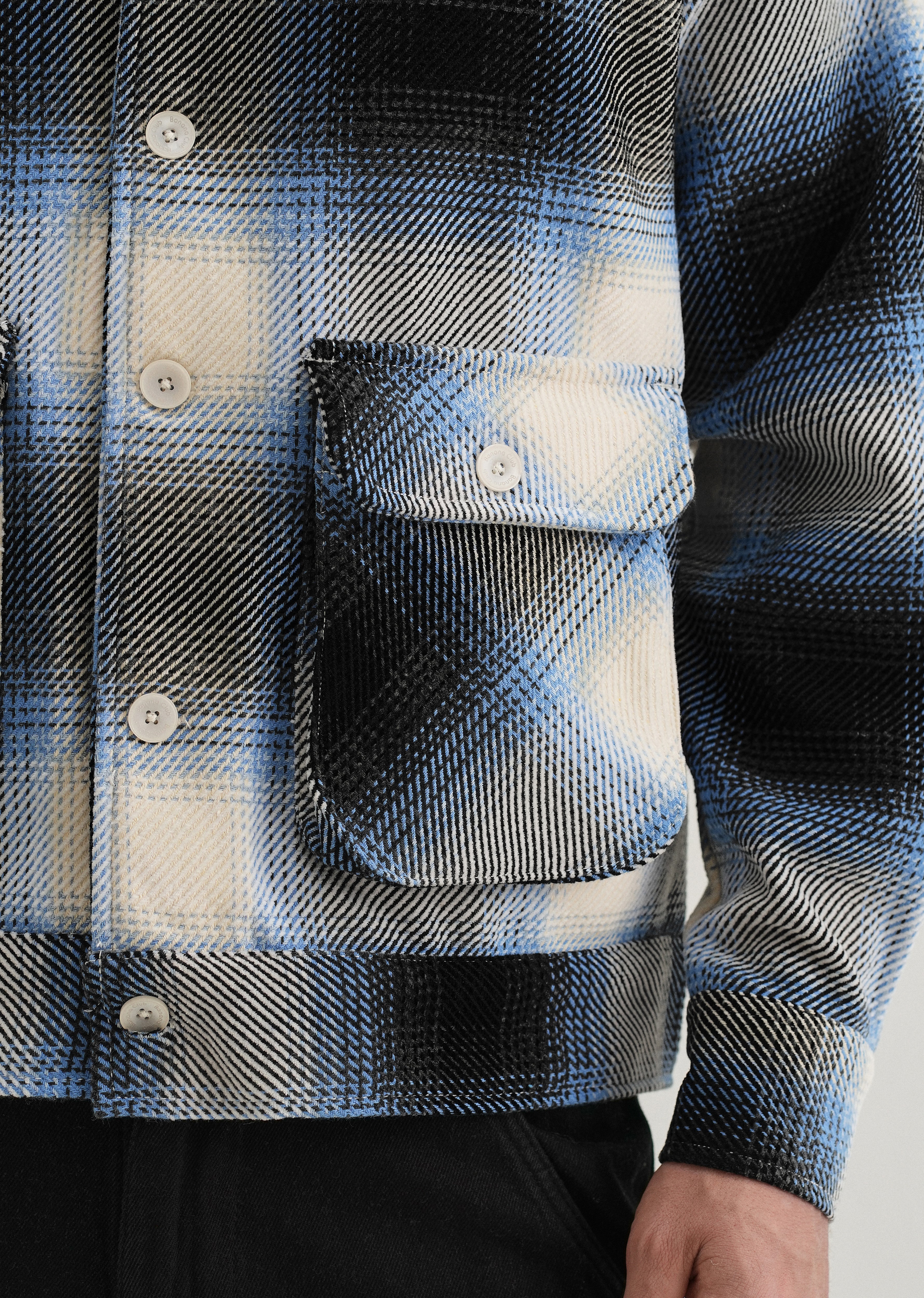 Blue Brushed Check Utility Shacket