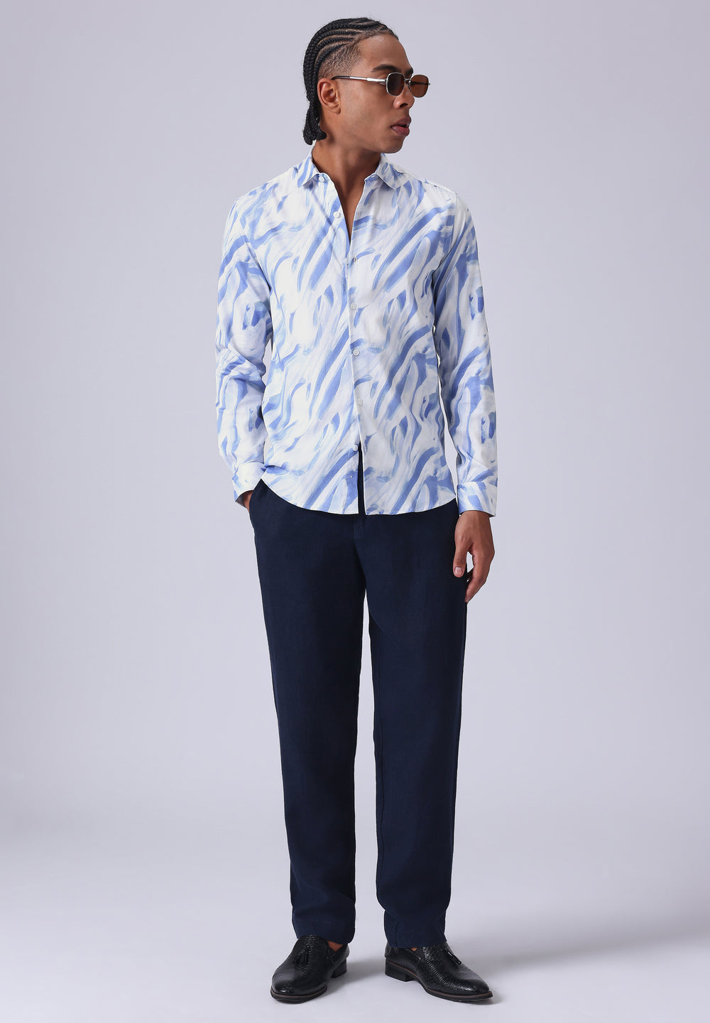 Blue Brushstroke Print Shirt