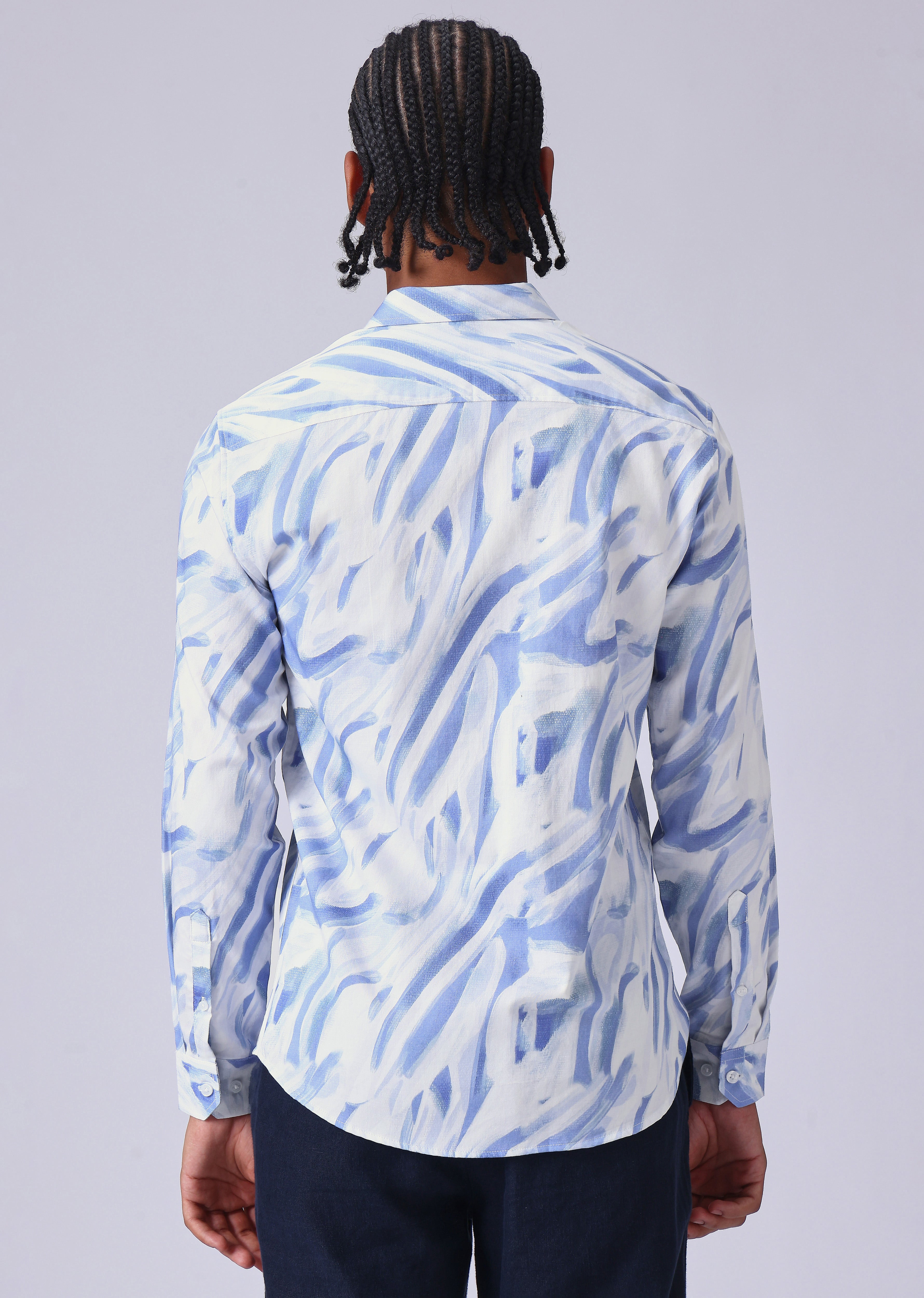 Blue Brushstroke Print Shirt