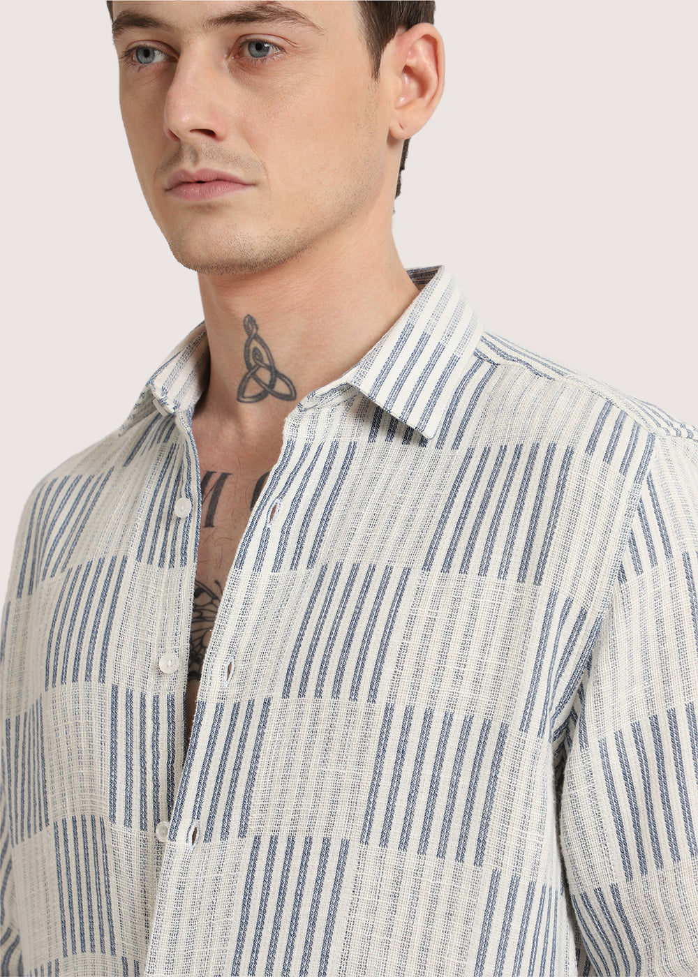 Blue Checker Textured Shirt