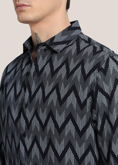 Blue Chevron Printed Shirt