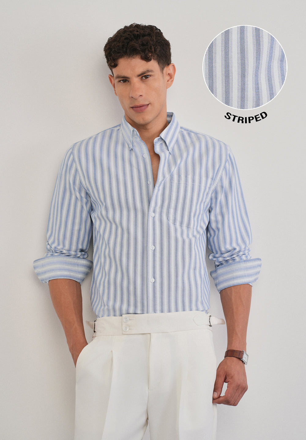 Blue Classic Cotton Stripe Shirt