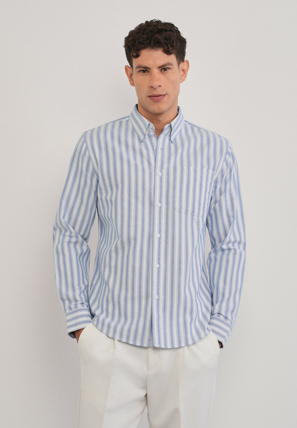 Blue Classic Cotton Stripe Shirt