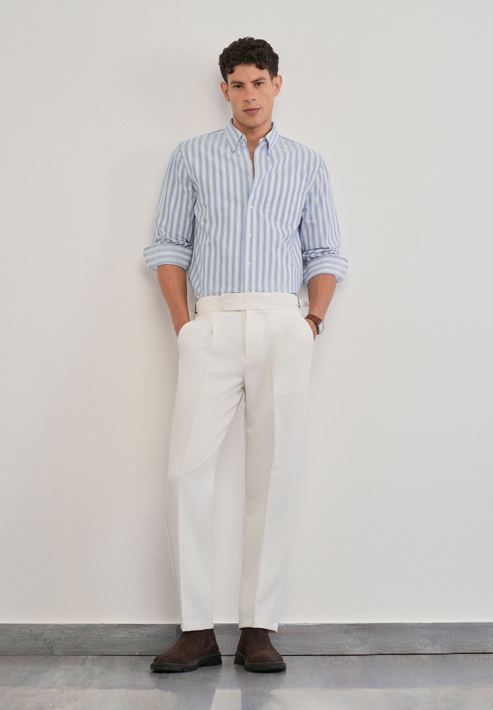 Blue Classic Cotton Stripe Shirt