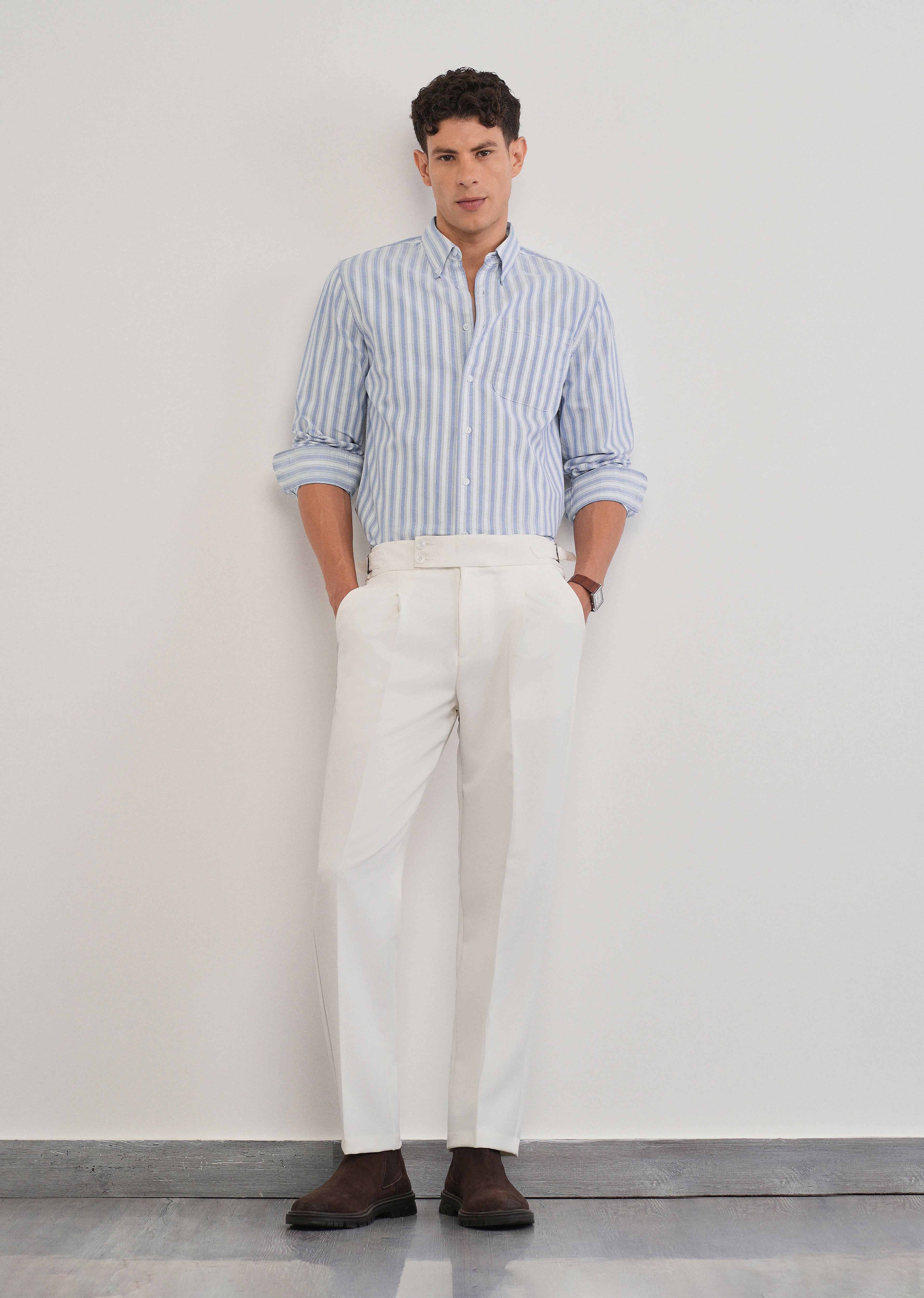 Blue Classic Cotton Stripe Shirt