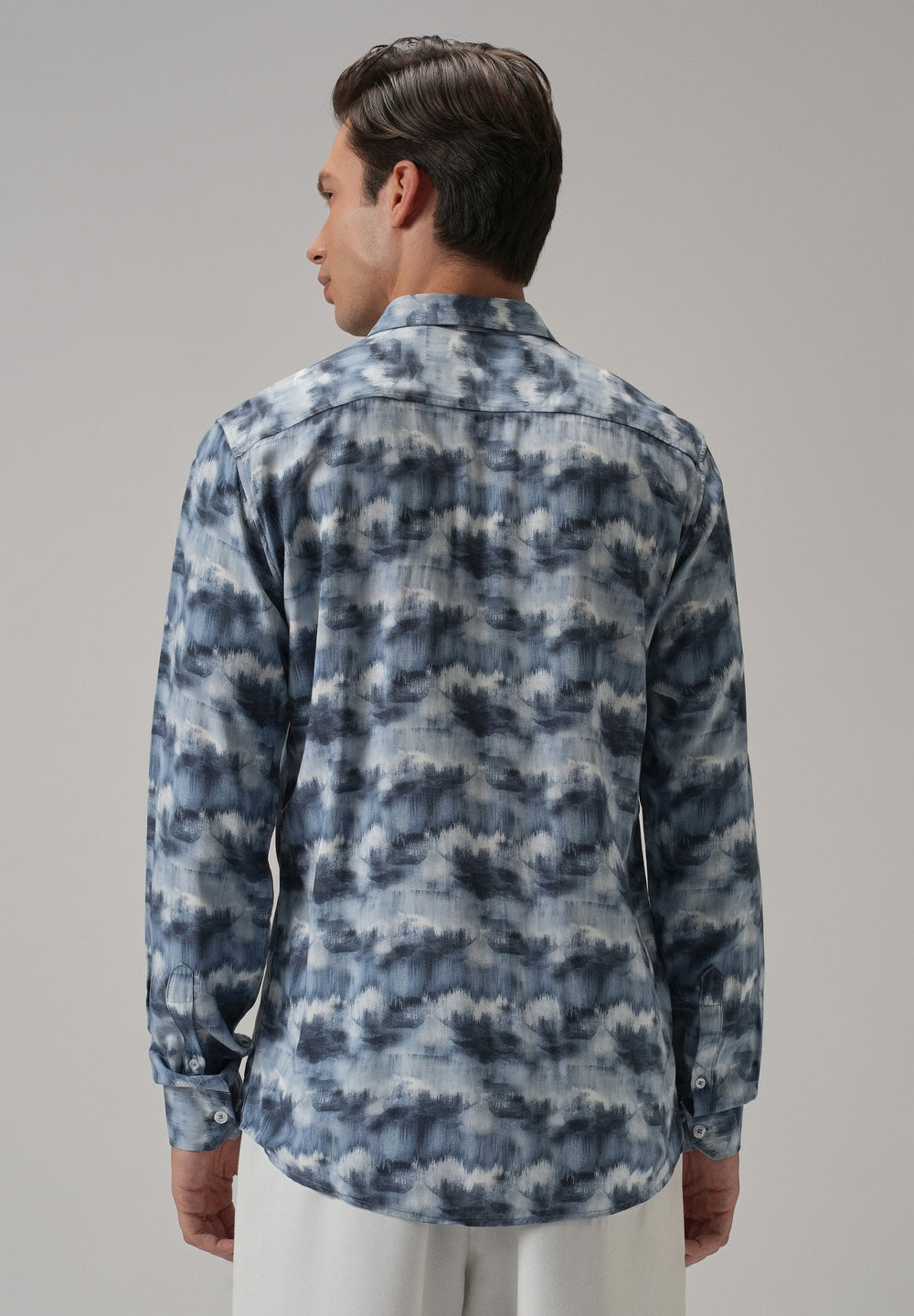 Blue Cloud Wash Printed Shirt