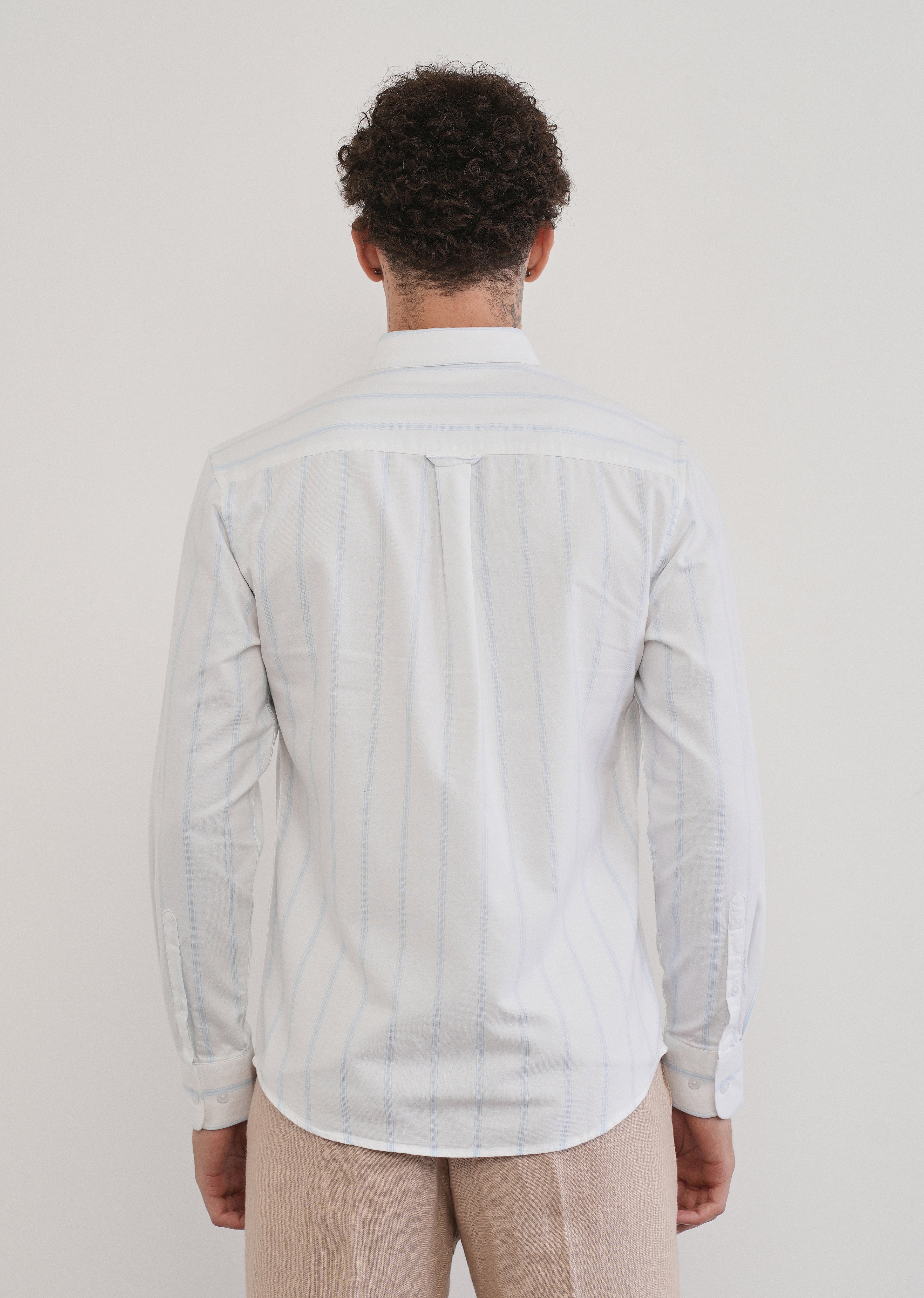 Blue Cluster Stripe Cotton Shirt