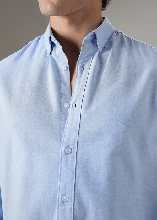 Blue Elbow Patch Oxford Shirt