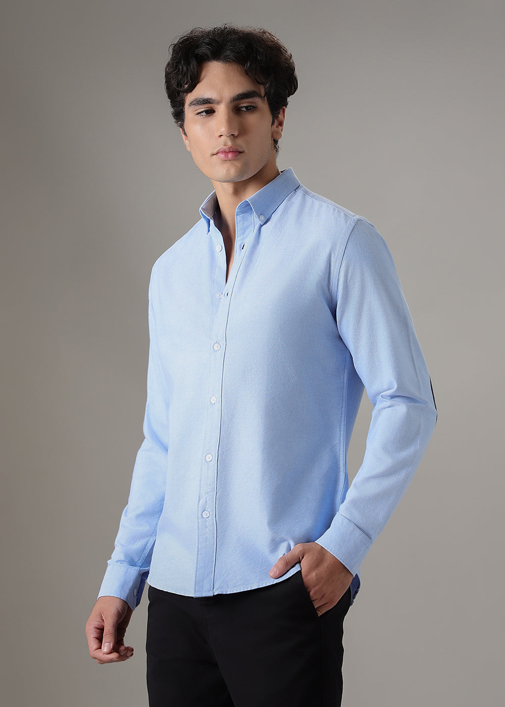 Blue Elbow Patch Oxford Shirt