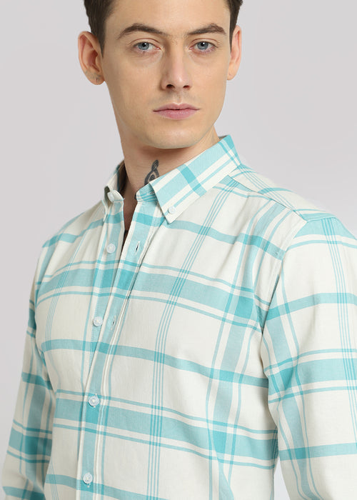 Blue Oxford Cotton Check Shirt