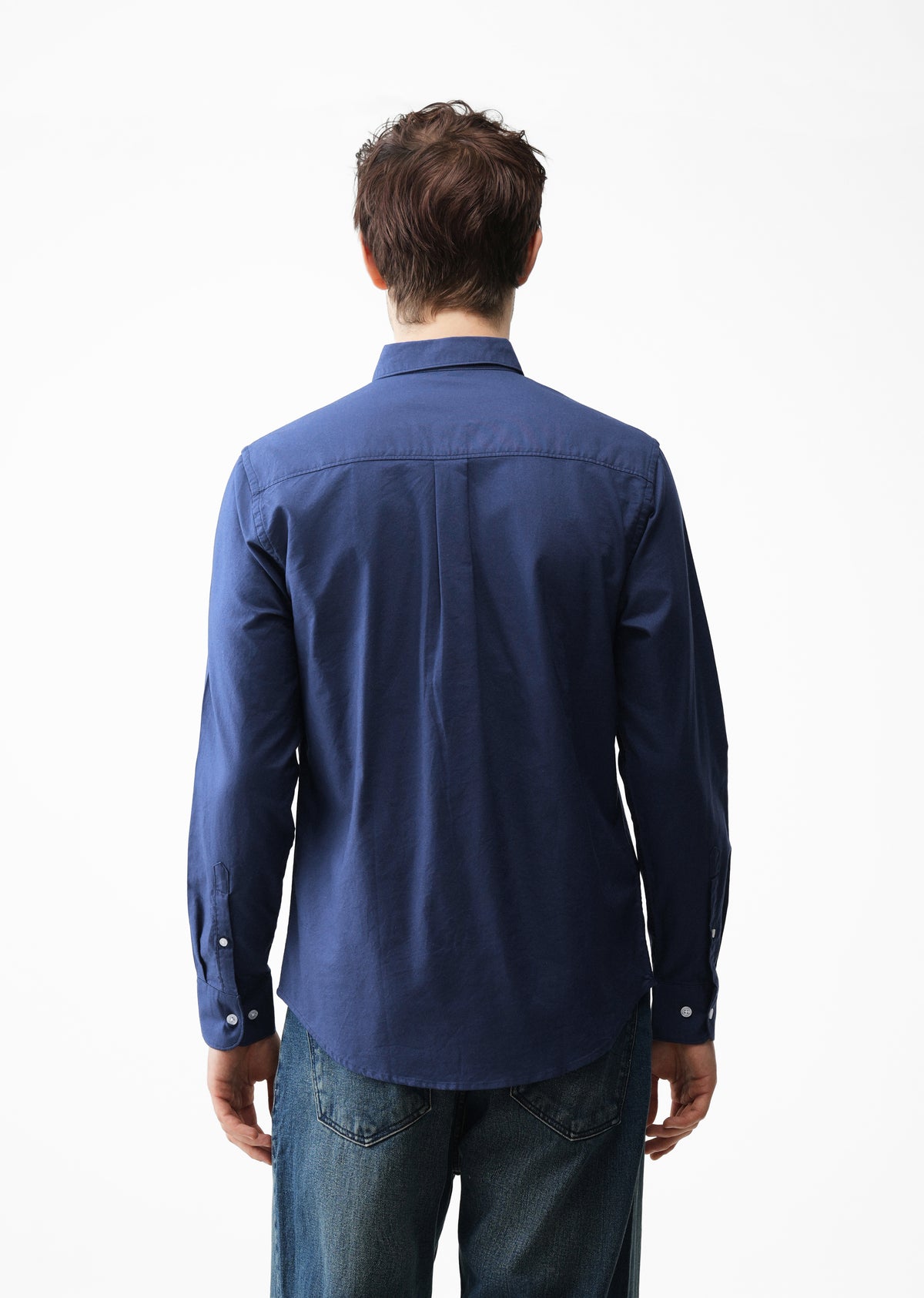 Blue Plain Oxford Cotton Shirt