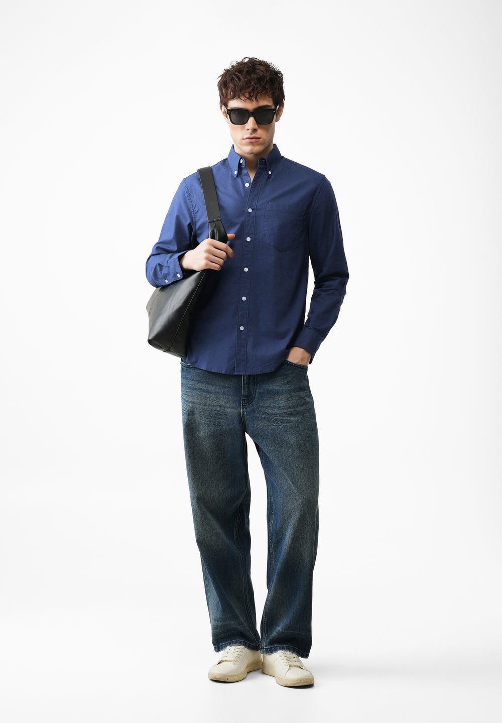 Blue Plain Oxford Cotton Shirt