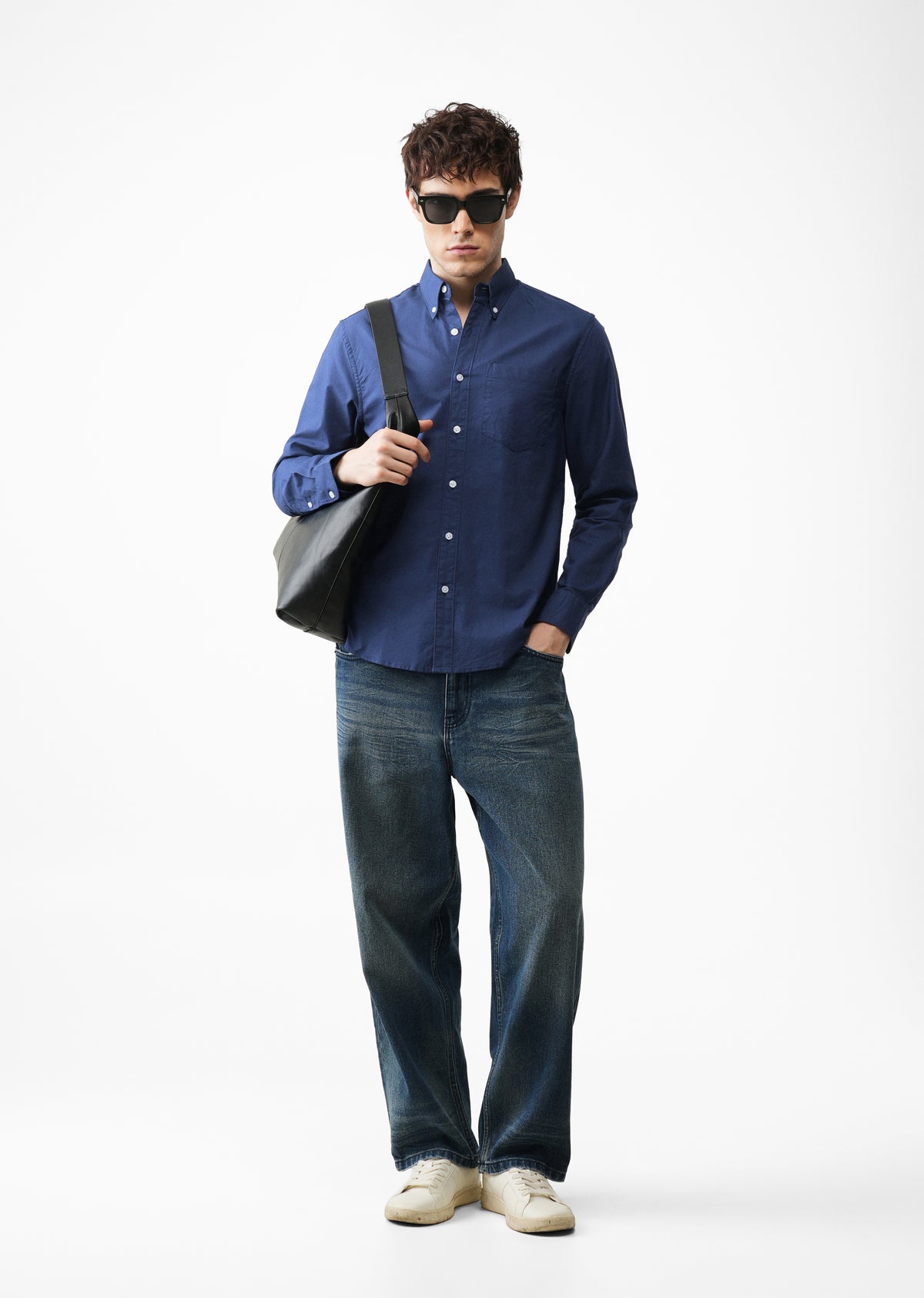 Blue Plain Oxford Cotton Shirt
