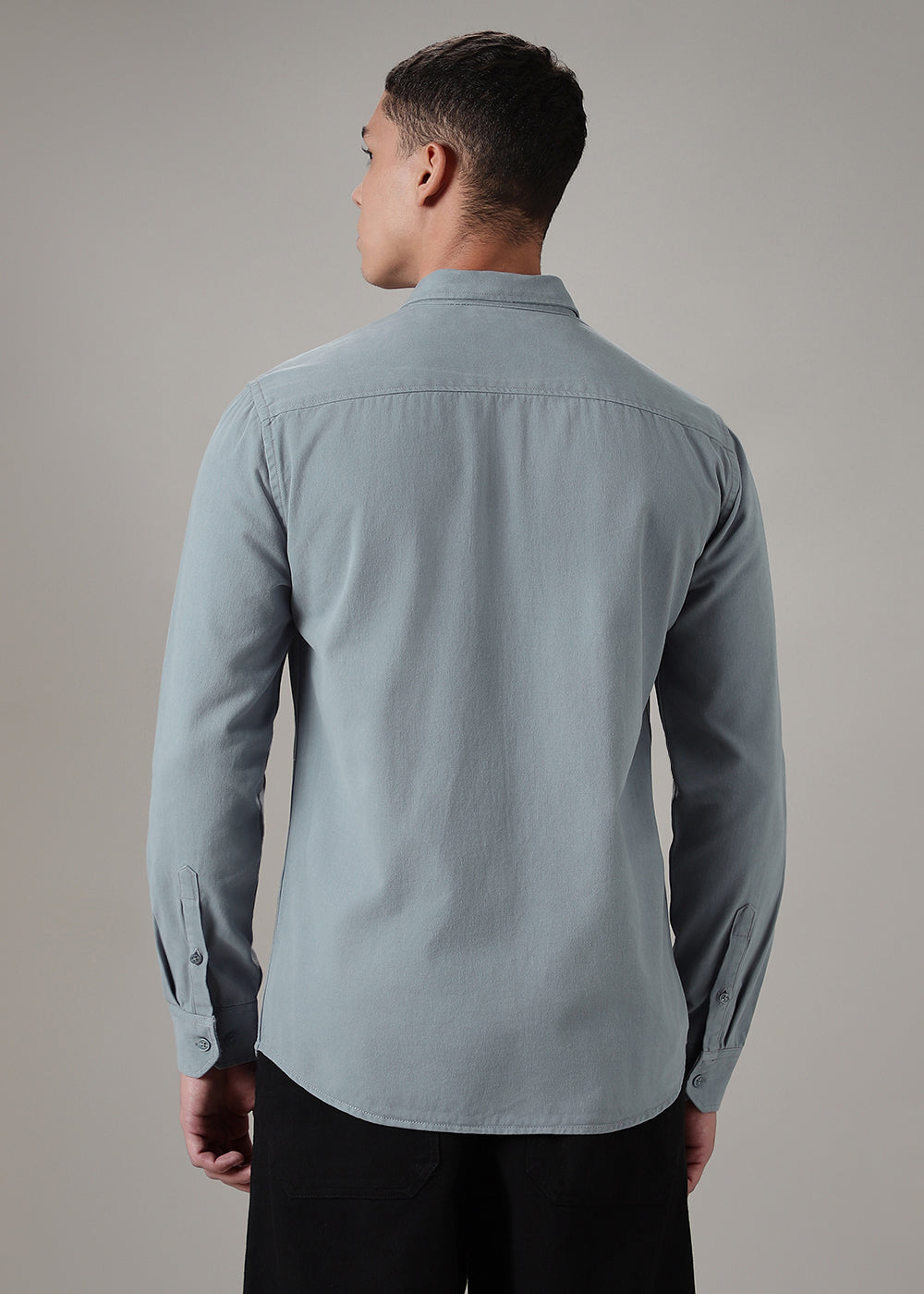 Blue Cotton Single Pocket Shirt