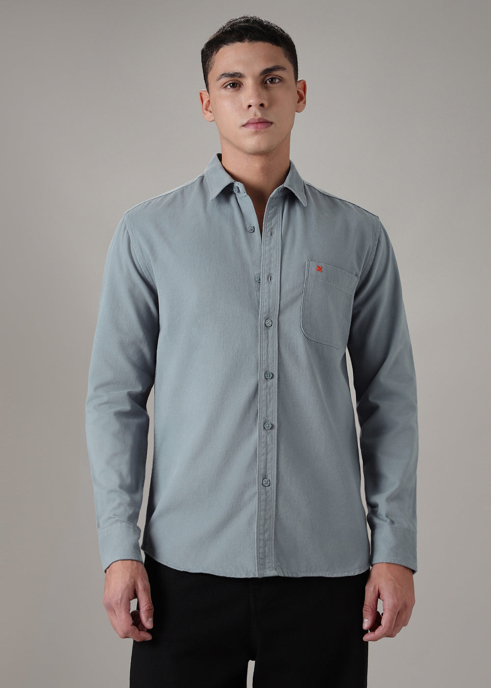 Blue Cotton Single Pocket Shirt