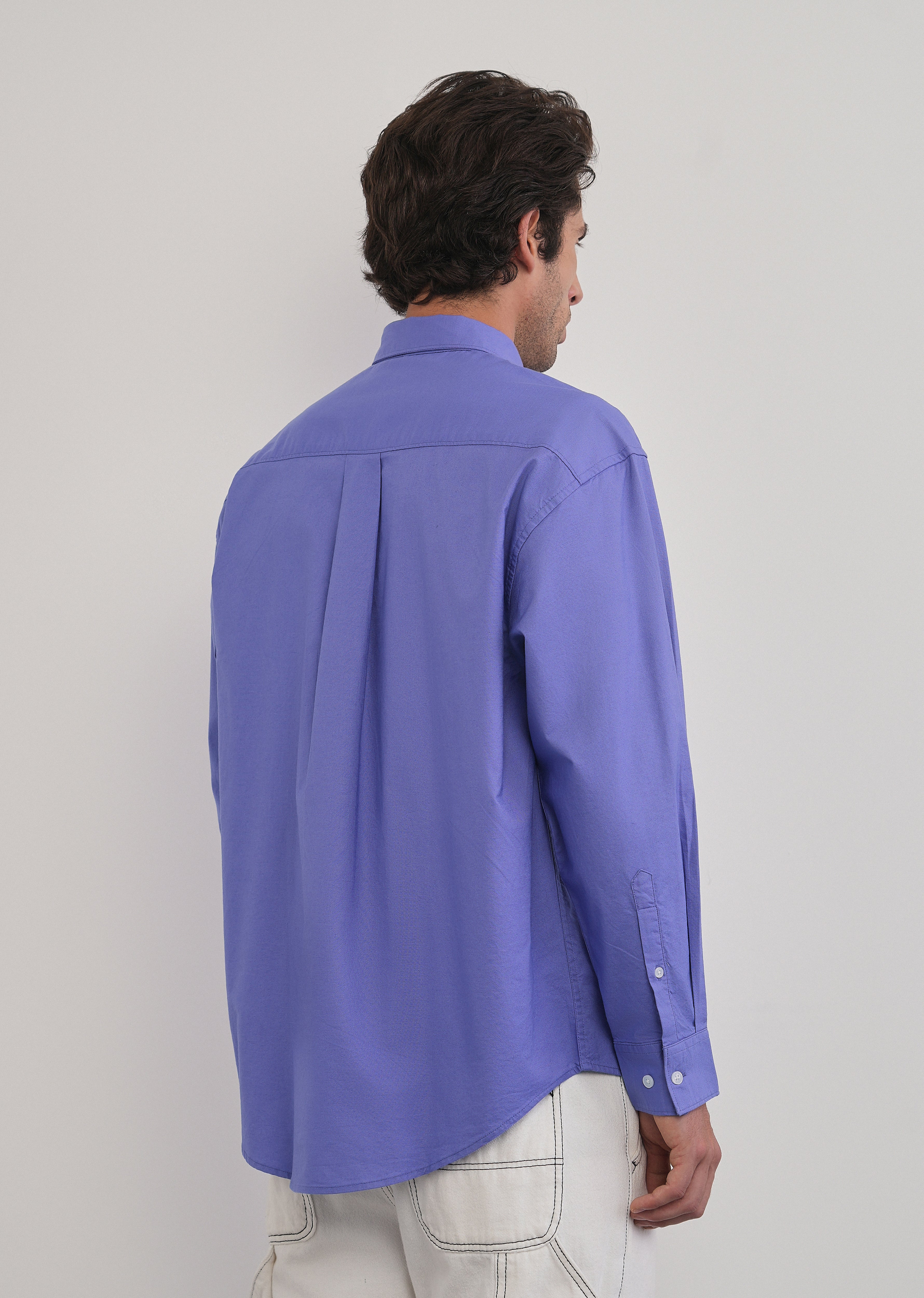 Lavender Cotton Stretch Oversized Shirt