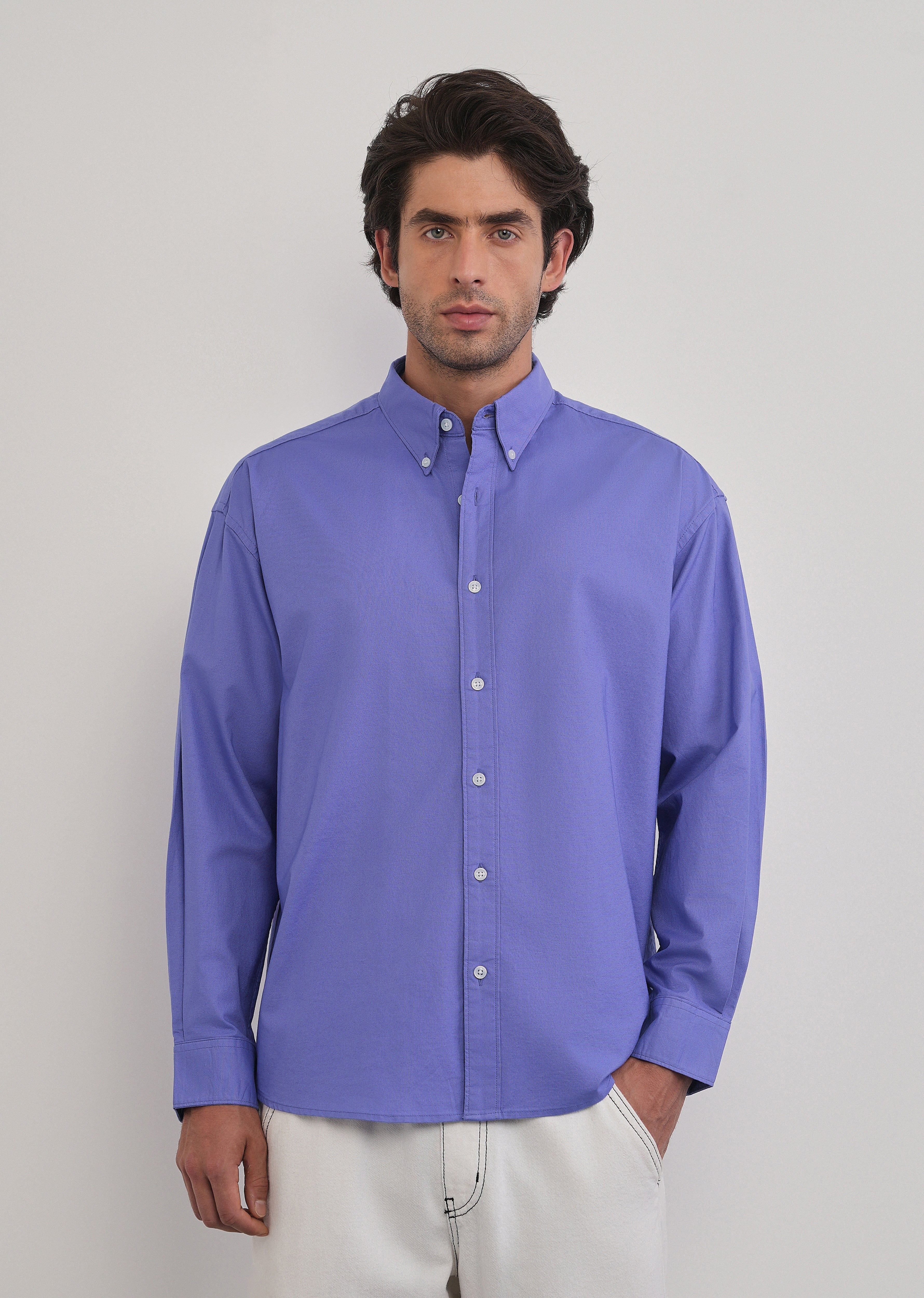 Lavender Cotton Stretch Oversized Shirt