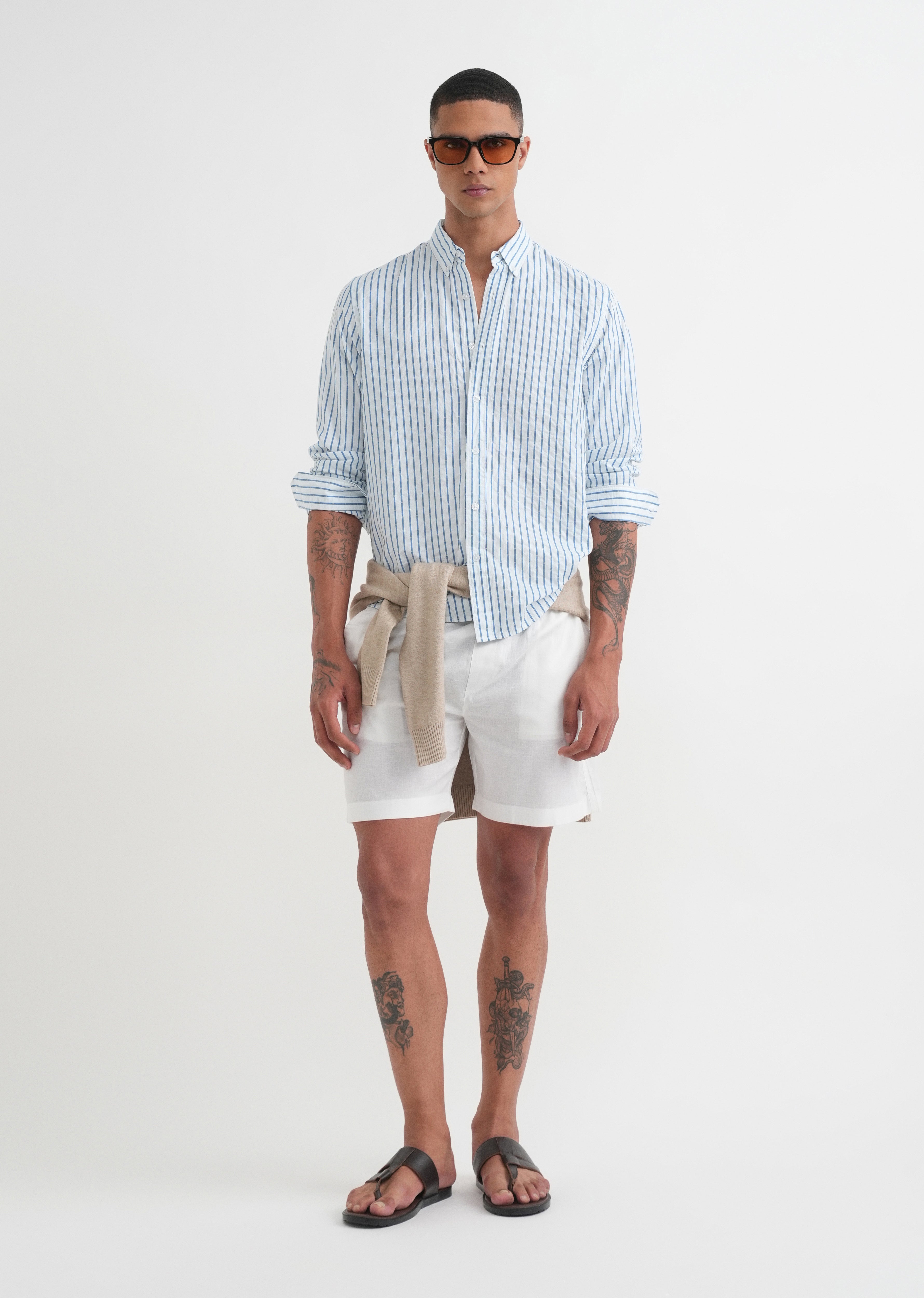 Blue Cotton Stripe Shirt