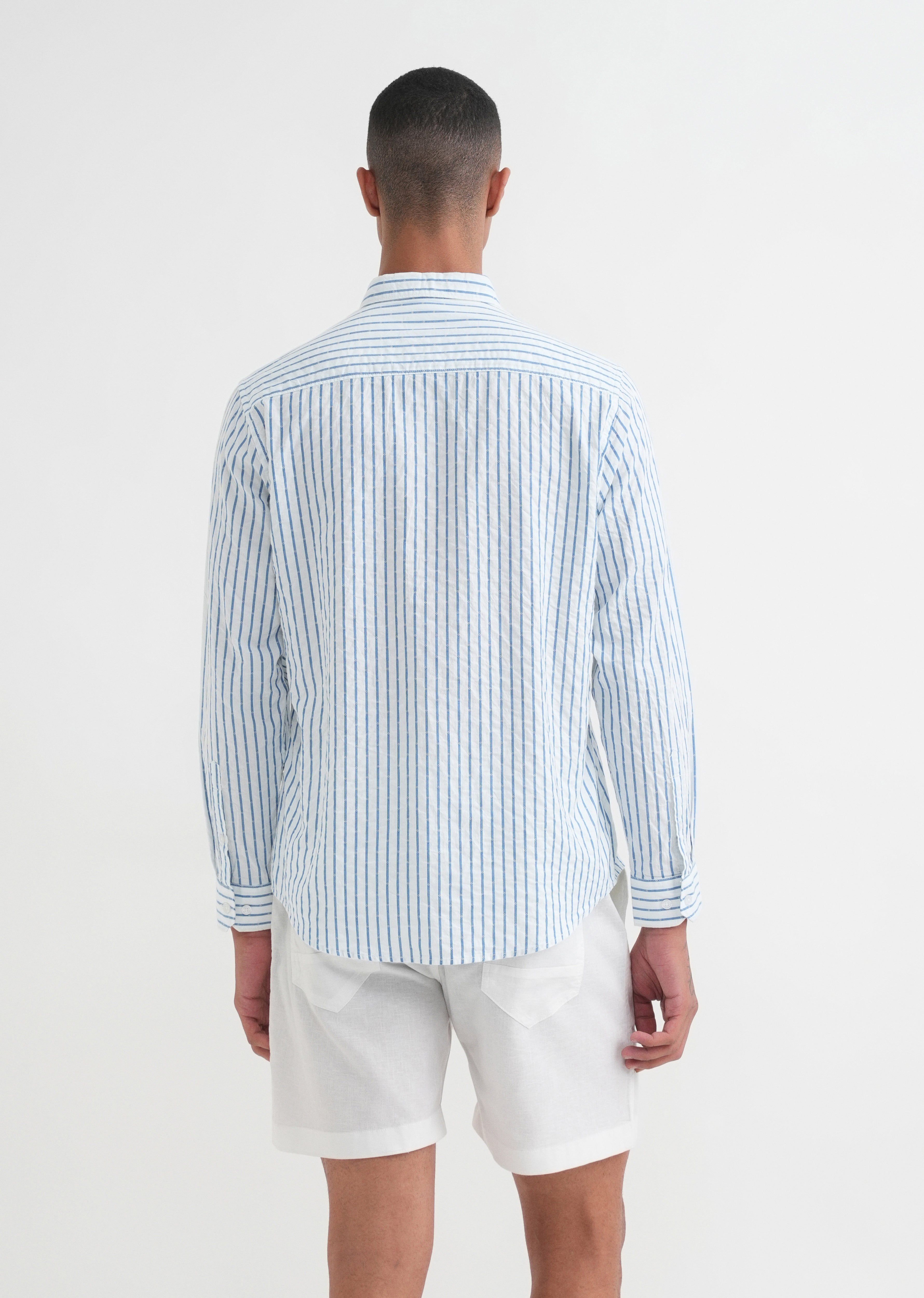 Blue Cotton Stripe Shirt