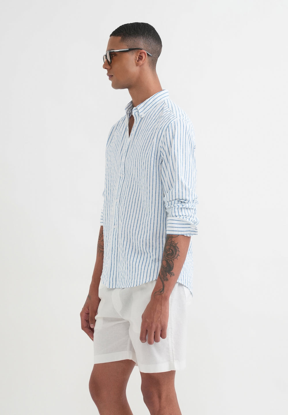Blue Cotton Stripe Shirt