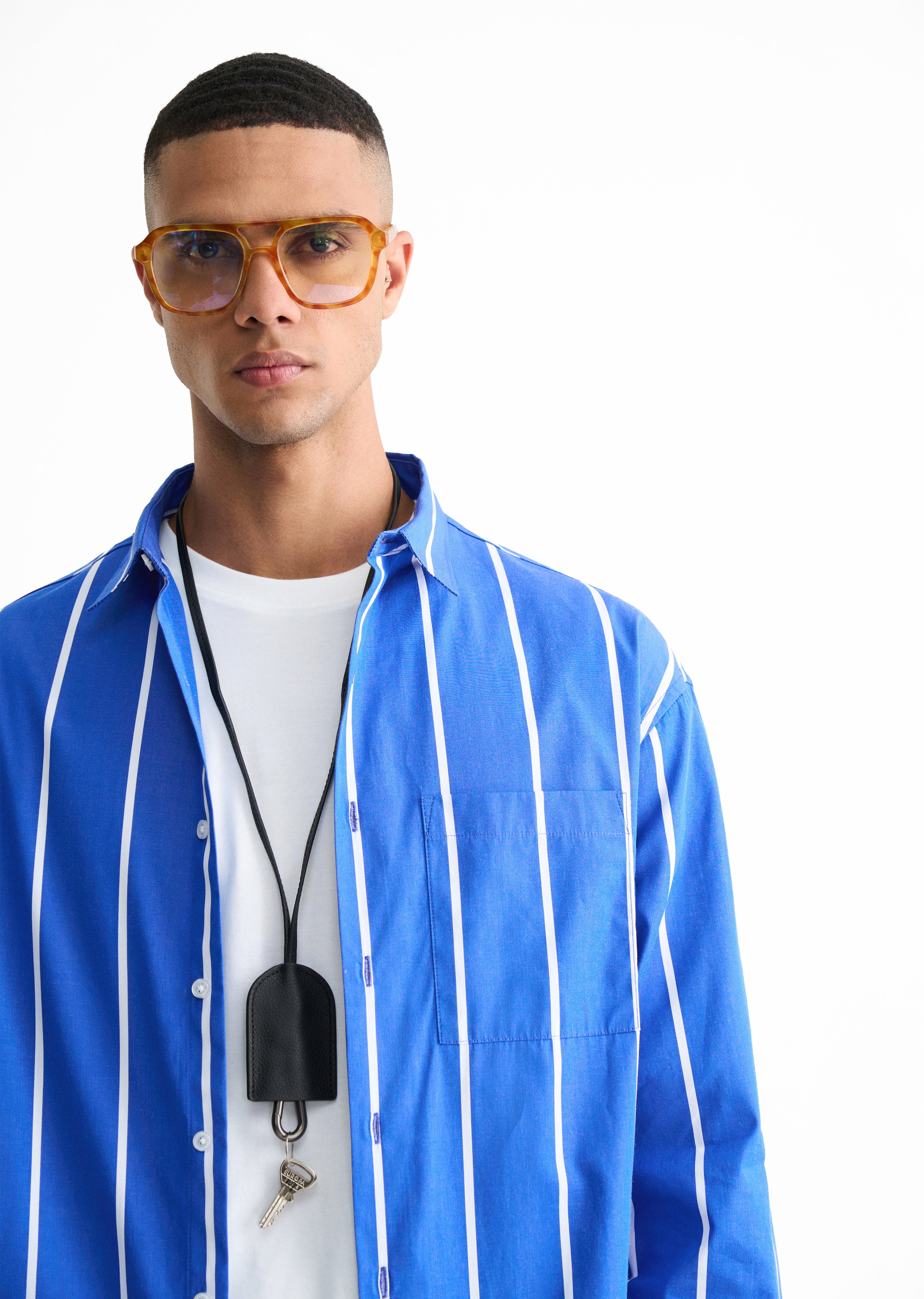 Blue Cotton Striped Boxy Shirt