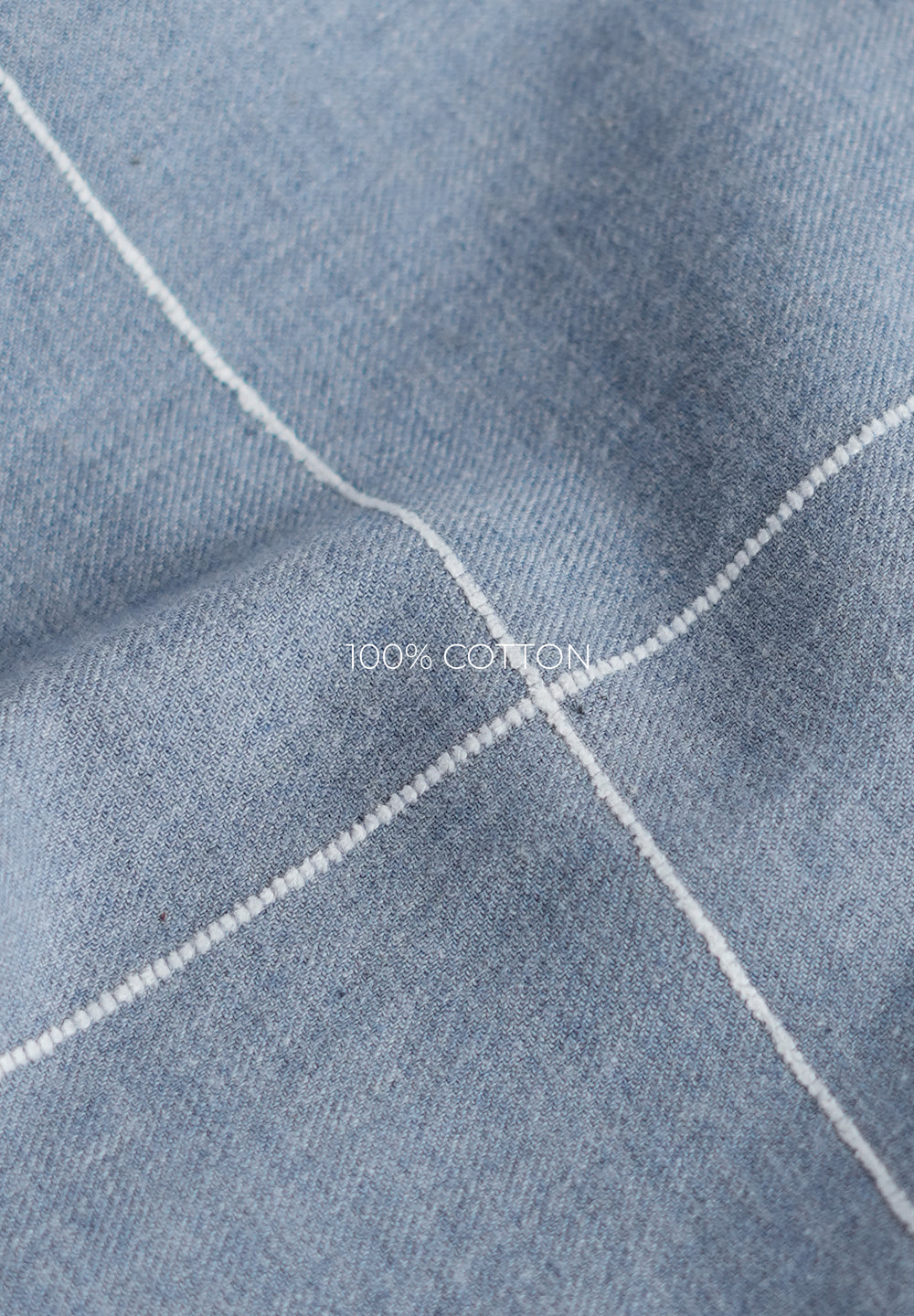 Blue Cotton Windowpane Check Shirt