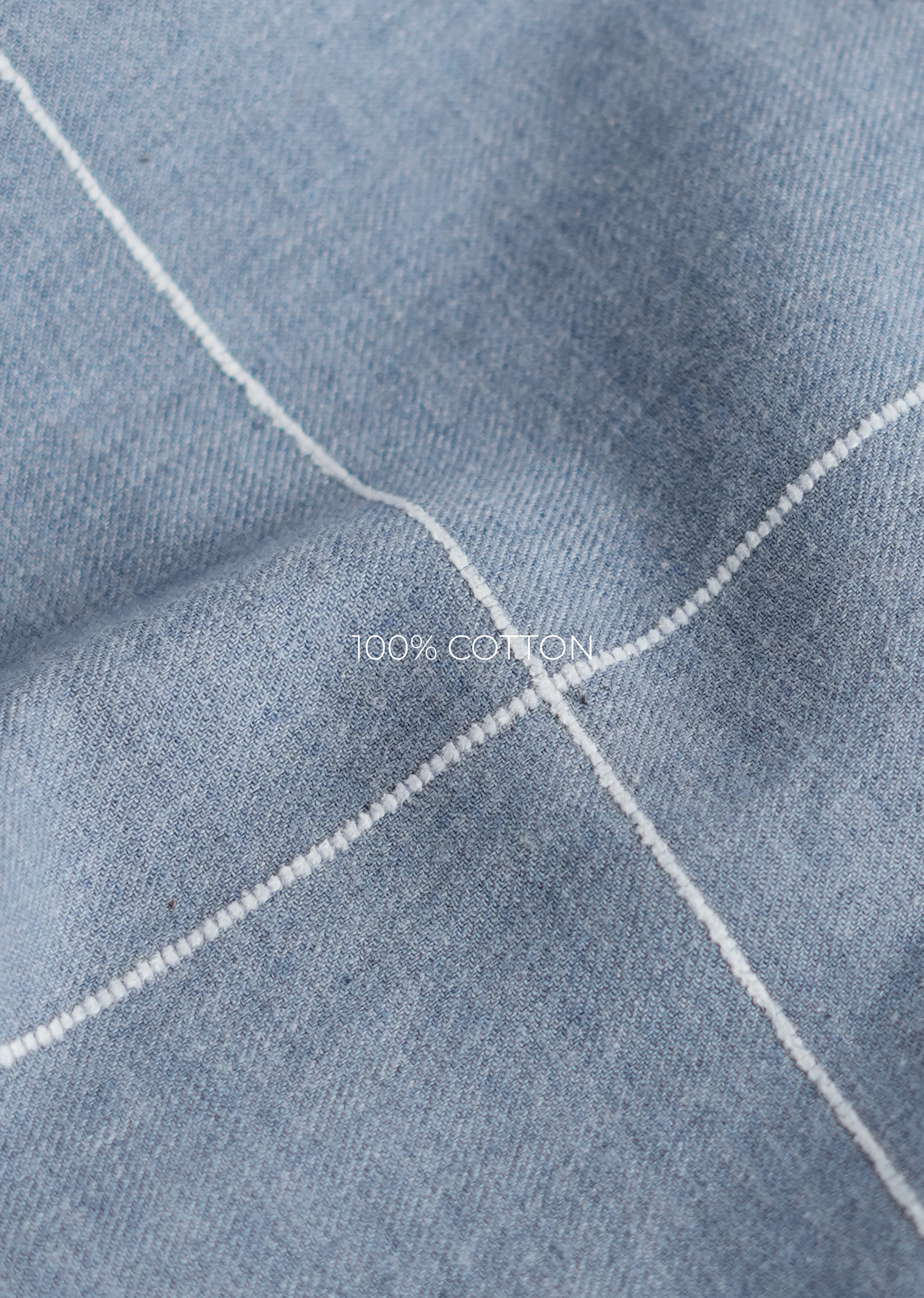 Blue Cotton Windowpane Check Shirt