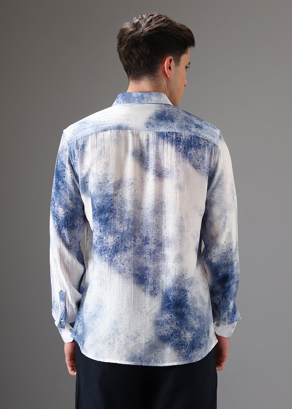 Blue Crushed Printed Shirt