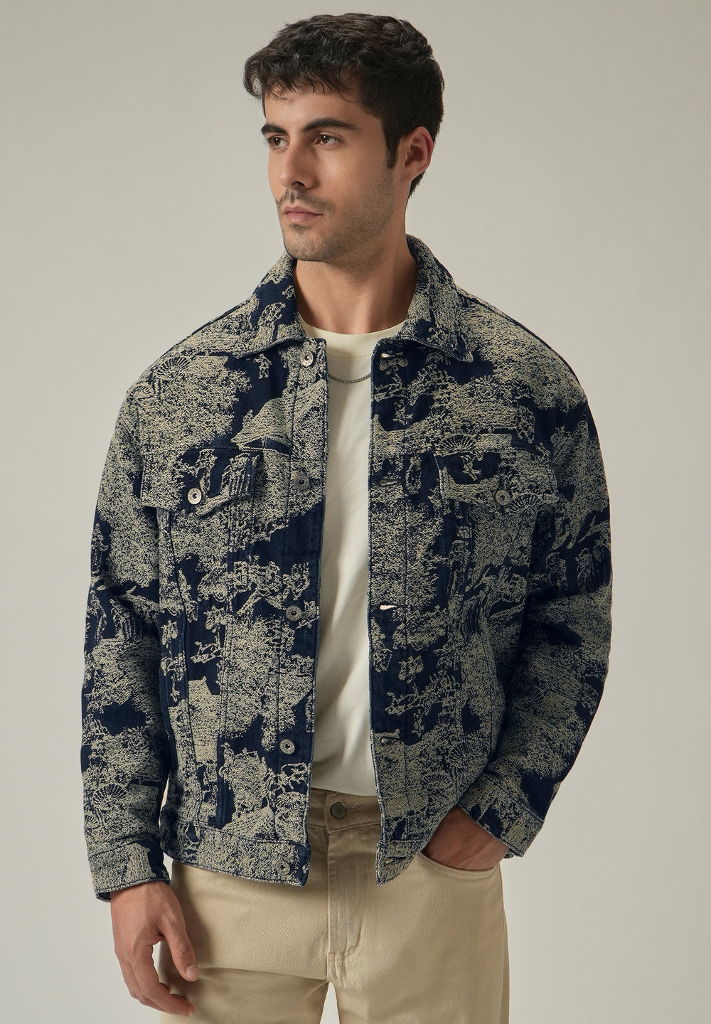 Blue Denim Jacquard Jacket
