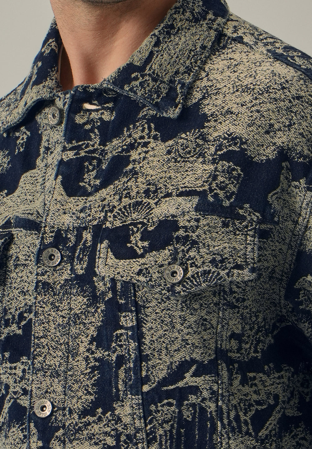 Blue Denim Jacquard Jacket