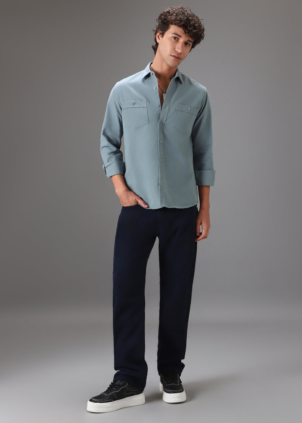 Blue Double Pocket Shirt