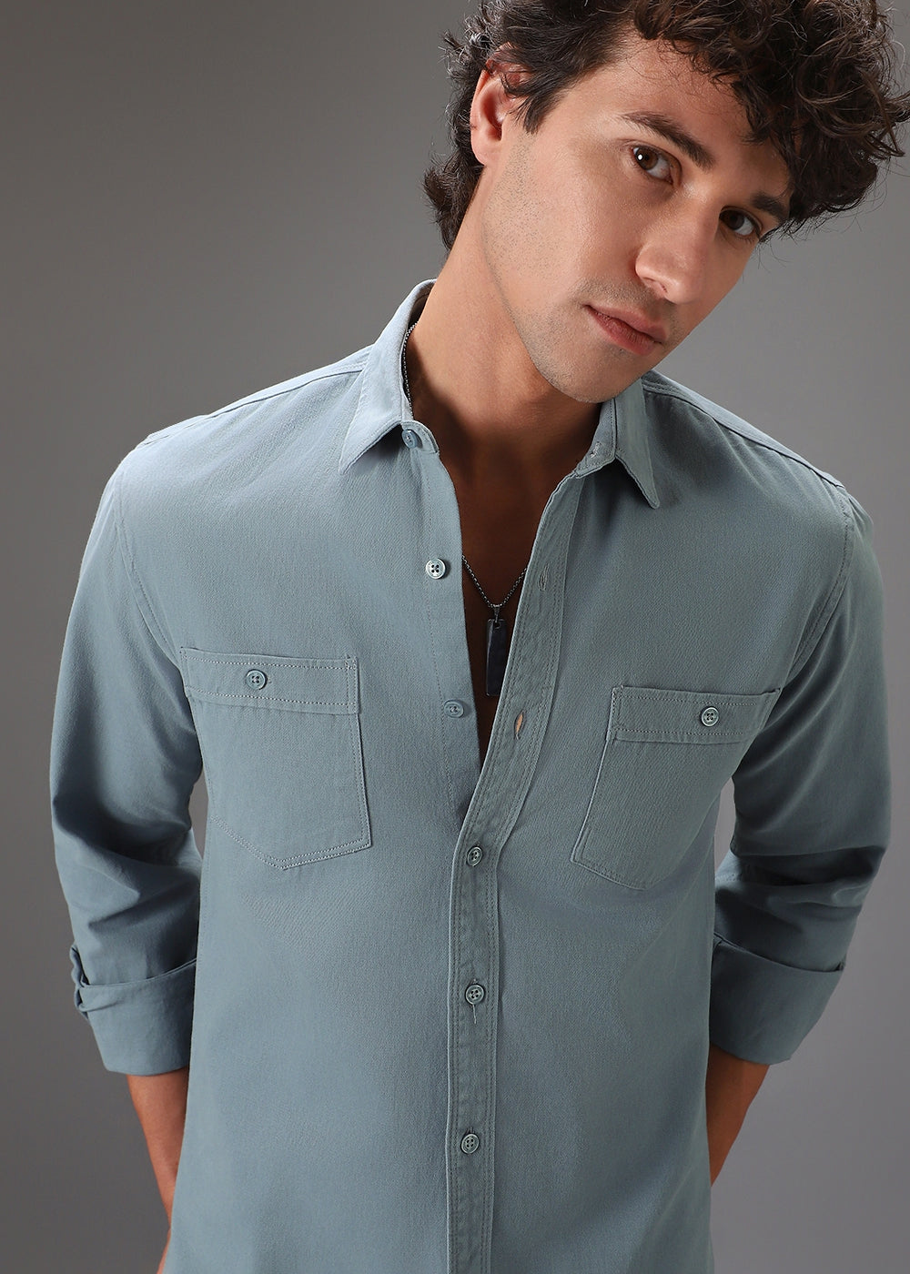 Blue Double Pocket Shirt