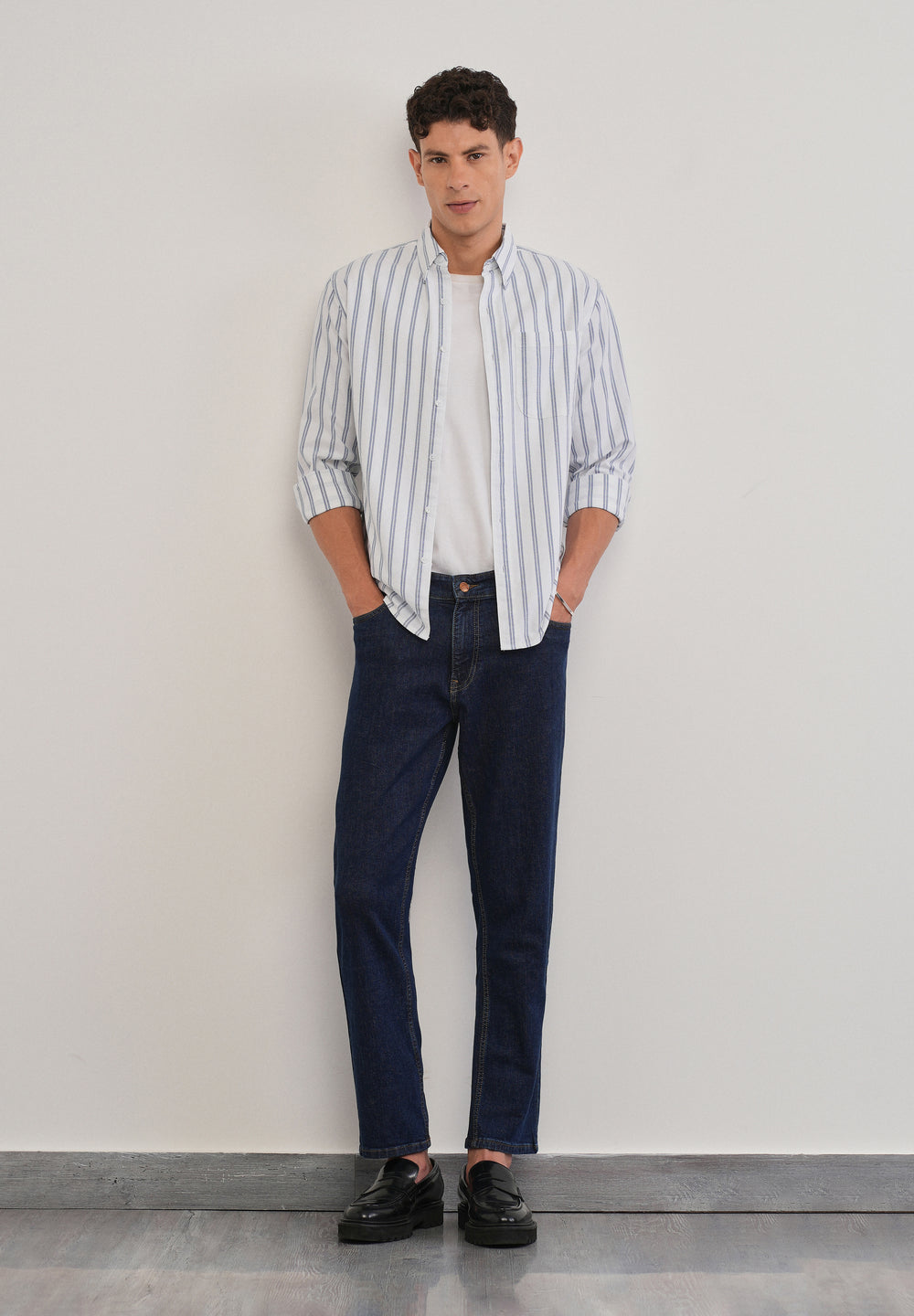 Blue Double Stripe Cotton Shirt